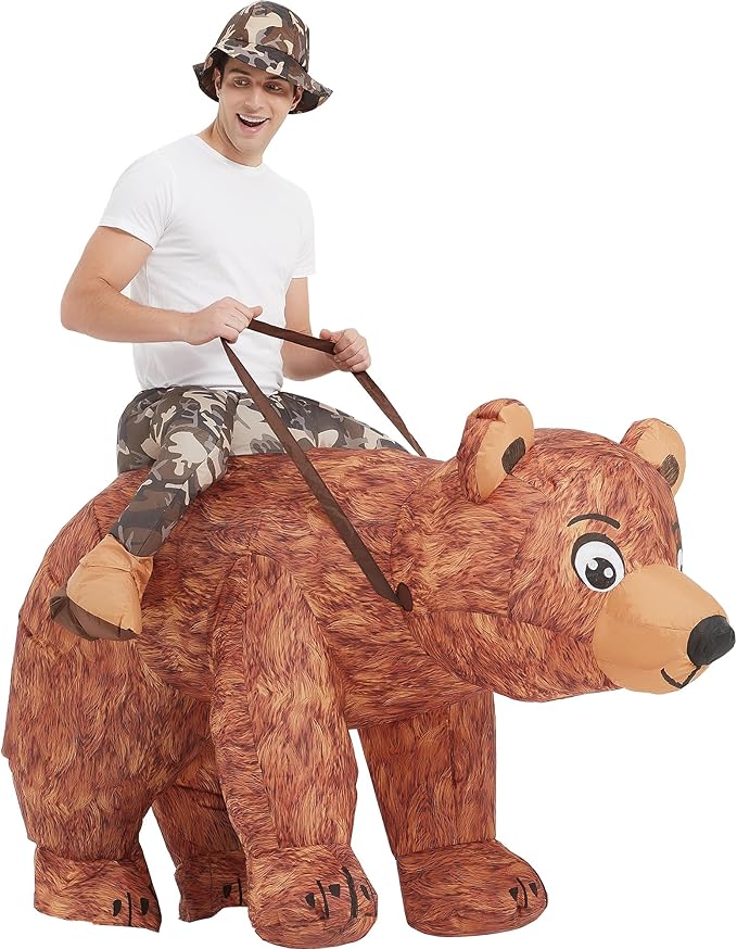 One Casa Inflatable Costume Adult,Blow up Ride Bear Suit,Halloween Costumes for Men Women