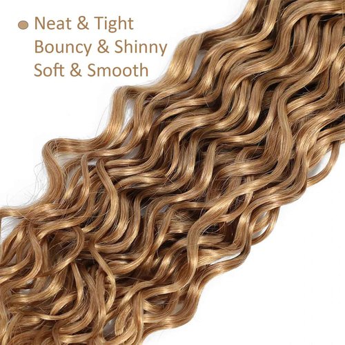 Habiliana Bundles Human Hair 20 22 24 Inch Water Wave Brown 27 Human Hair Bundles 11A Unprocessed Brazilian Virgin Quick Weave Hair Extensions for Black Women