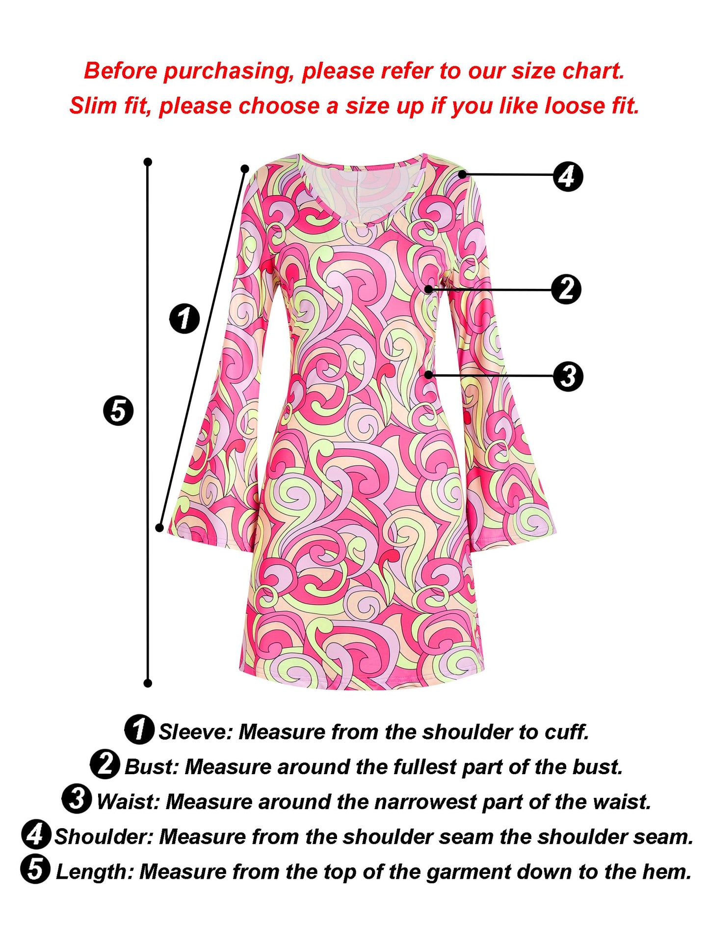 Deerjoke 60s 70s Disco Outfit Hippie Costume Women, 1970 Style Clothes Dress Accessories Jewelry Halloween (Pink, Small)