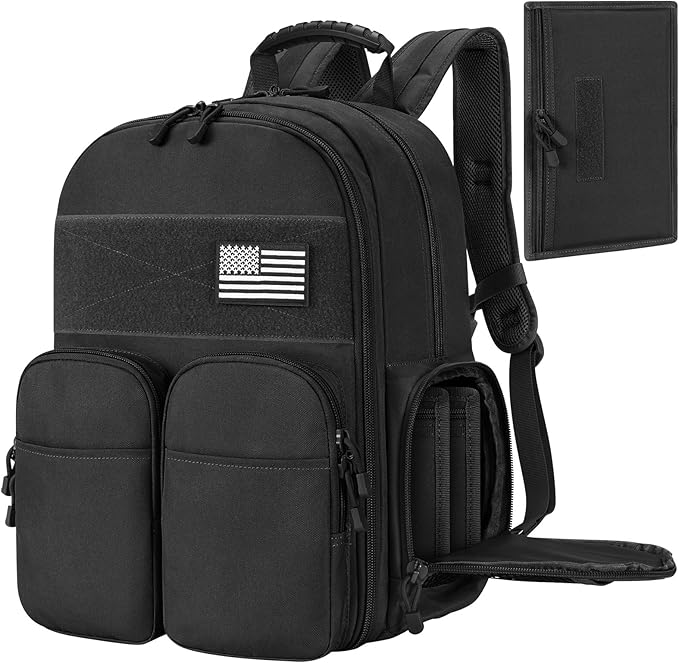 CVLIFE Tactical Range Backpack for Men, Handgun Backpack with Pistol Cases, Range Bag with Removable Divider Daypack for E...