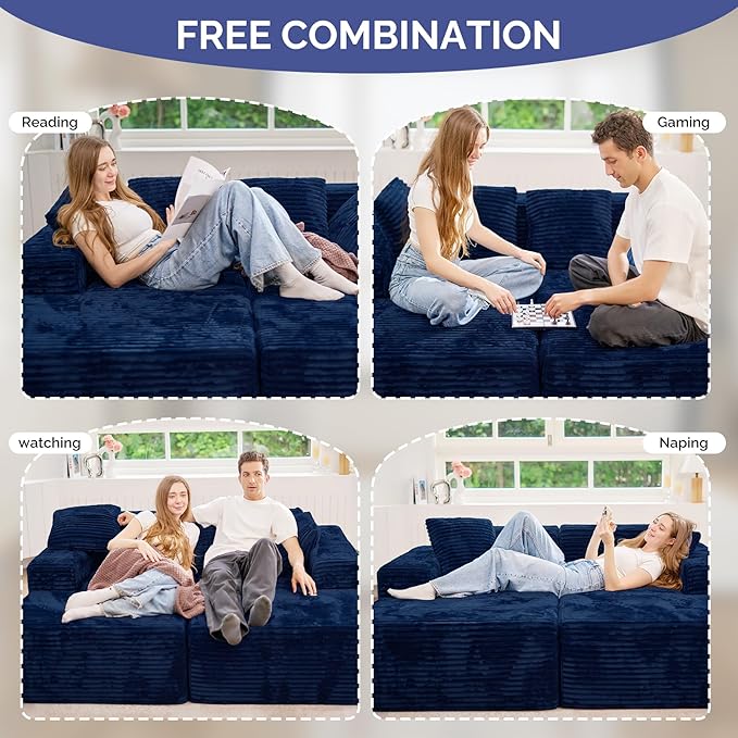 131'' Large Sectional Couches with Chaise Lounge, U-Shaped No Assembly Required Deep Seat Modular Cloud Sofa for Living Room 1PCS, Bedroom