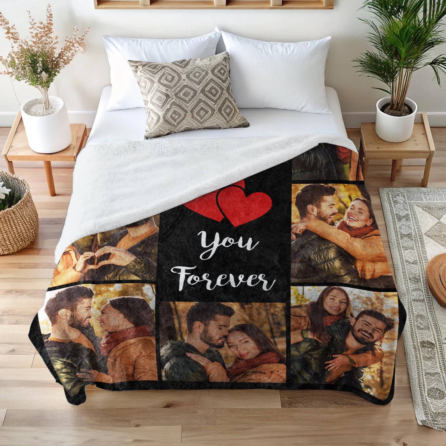 Yoltotude Ships Next Day Custom Blanket with Picture Text Personalized Throw Blanket Photo Collage Blankets Customized Valentines Day Gifts for Couple Girlfriend Boyfriend Her Him Wife Husband