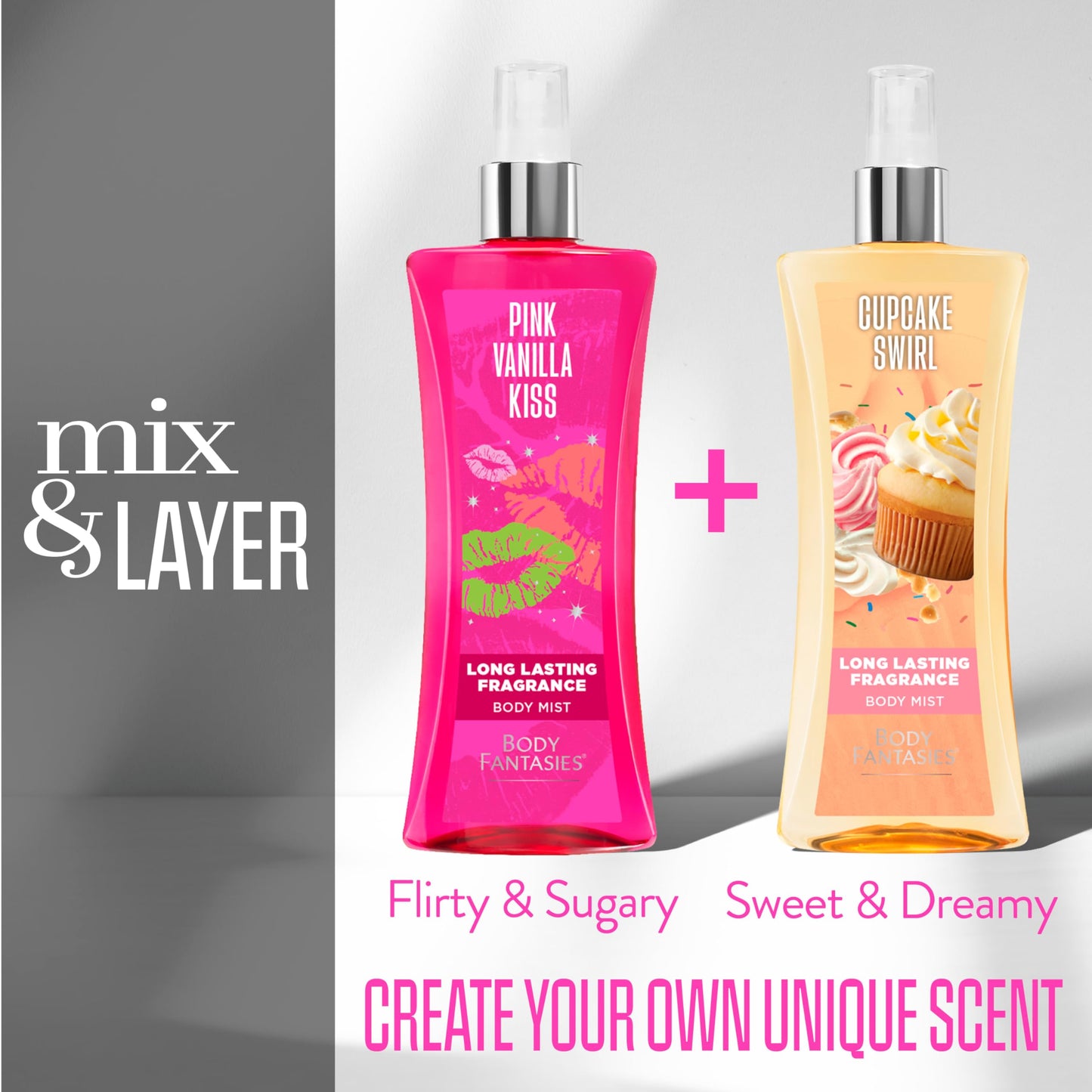 Body Fantasies Signature Fragrance Body Spray, Pink Vanilla Kiss, 8 fl oz (Pack of 2)