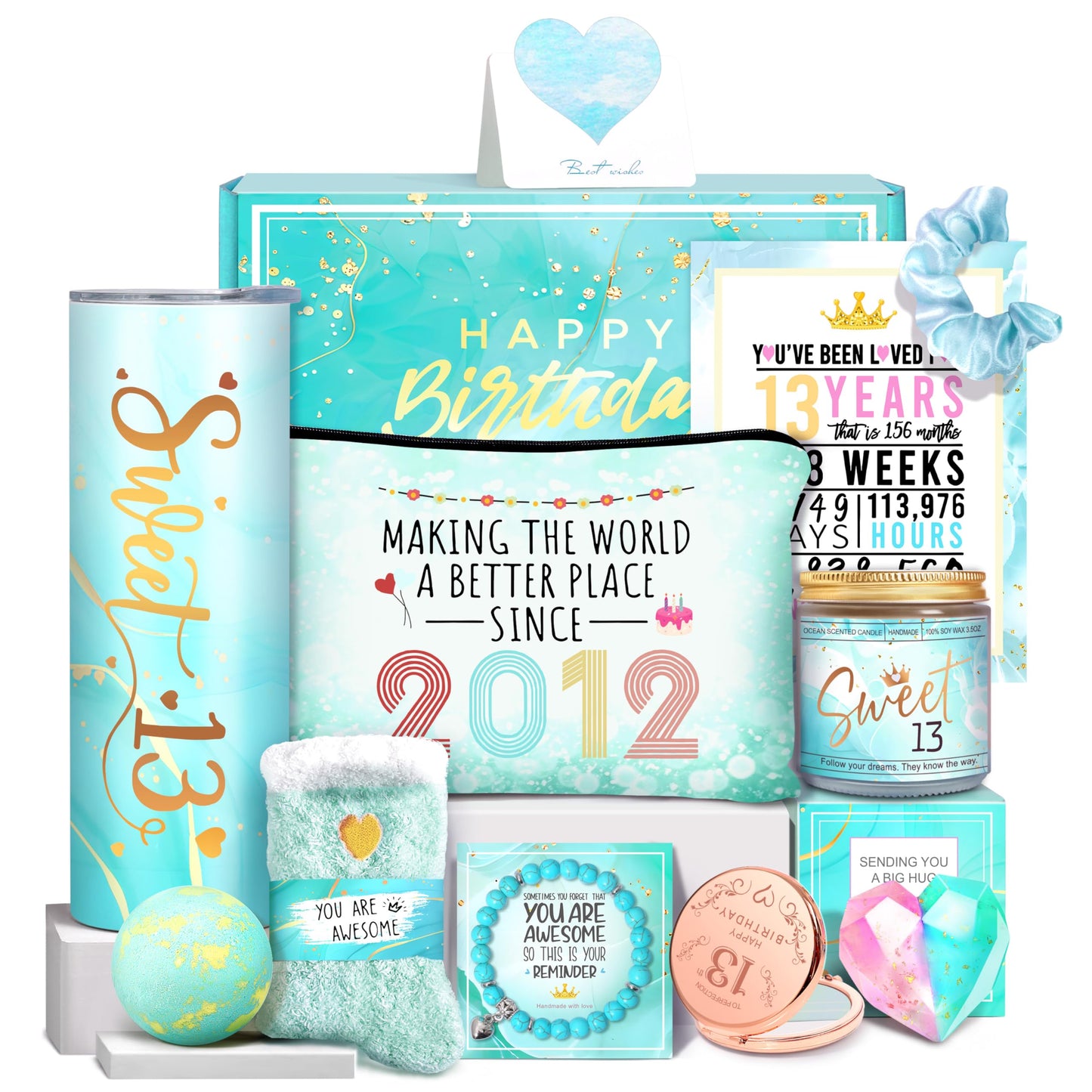 VOELVRAM 13th Birthday Gifts for Girls, 13 Year Old Girl Gifts Happy 13th Birthday Gift Ideas for Teen Girl, Daughter, Niece, Granddaughter, Official Teenager 13th Birthday Gifts for Her