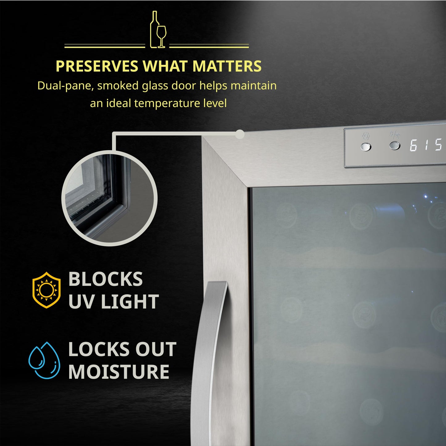 SCHMÉCKÉ 33 Bottle Dual Zone Wine Cooler Refrigerator w/Lock - Large Freestanding Wine Cellar For Red, White, Champagne & Sparkling Wine - 41f-64f Digital Temperature Control Fridge Stainless Steel
