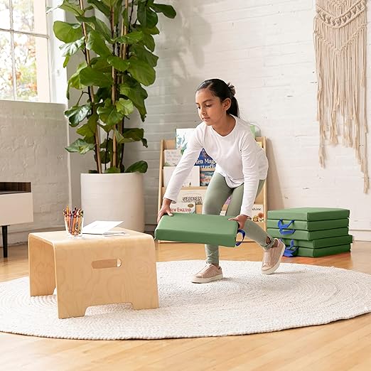 ECR4Kids SoftZone Floor Cushions, Square, Flexible Seating, Hunter Green, 6-Piece