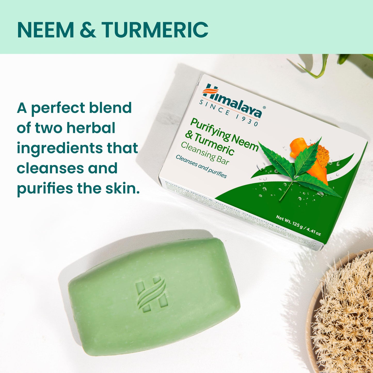 Himalaya Purifying Neem & Turmeric Cleansing Bar, Face and Body Soap for Soft and Clear Skin, 4.41 oz, 12 Pack