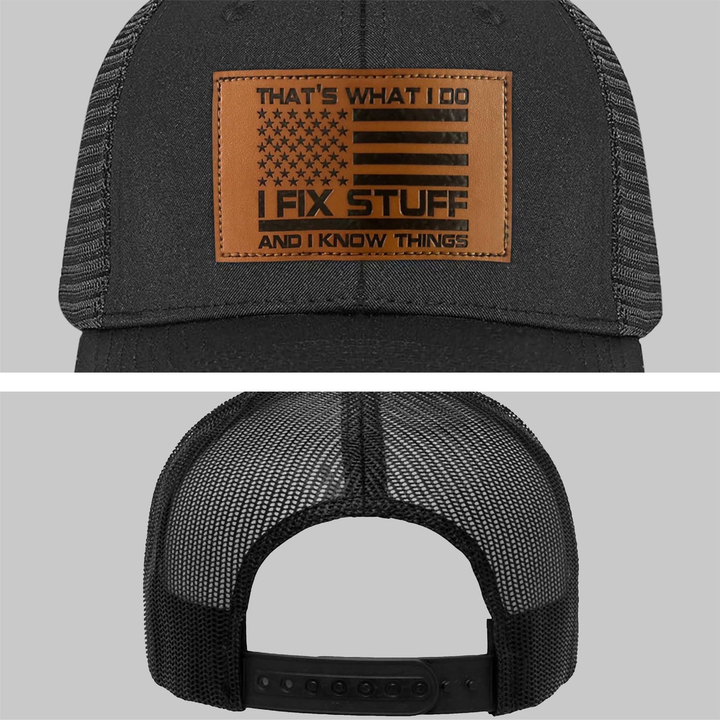 Gifts for Dad, Men,Him, Husband, Grandpa - Dad Gifts for Fathers Day Hat - Ideas Birthday 40th 50th 60th 70th 80th - I Fix Stuff Trucker Hat Black