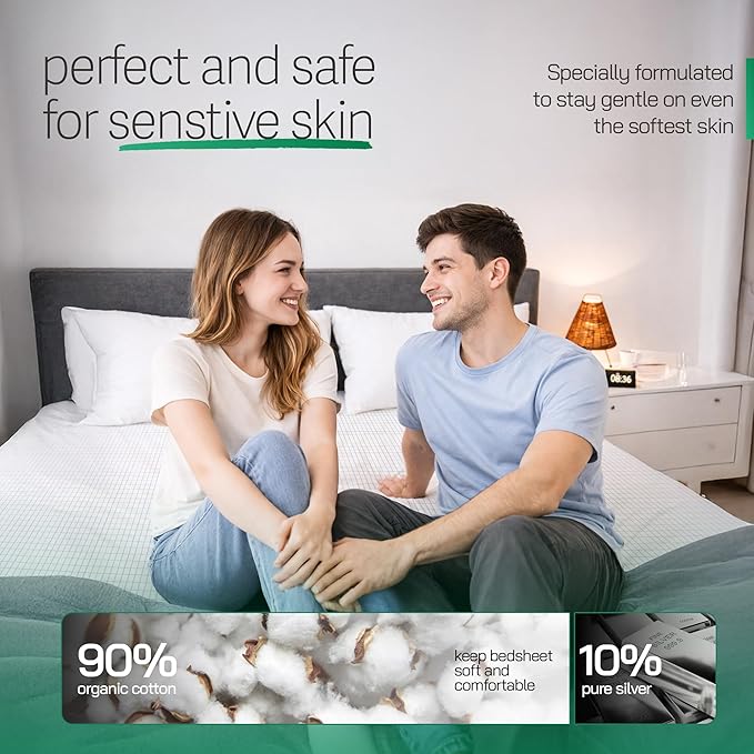 Earthbound Grounding Sheets King Size - Improve Sleep and Relax with Our 90% Organic Cotton, 10% Pure Silver Grounded Sheet | Reduce Inflammation w/Well Deep Pocket Grounding Well Bed Sheet - White