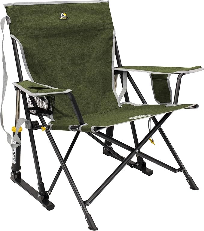 GCI Outdoor Kickback Rocker Camping Chair | Portable Folding Rocking Chair with Durable Armrests, Drink Holder & Relaxed L...