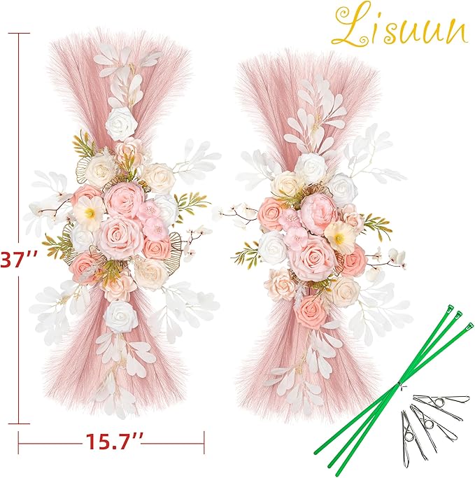 Wedding Arch Flowers, Artificial Flowers for Decoration, Large Flower Swag for Boho Styles Wedding Ceremony Floral Decor - Pack of 2