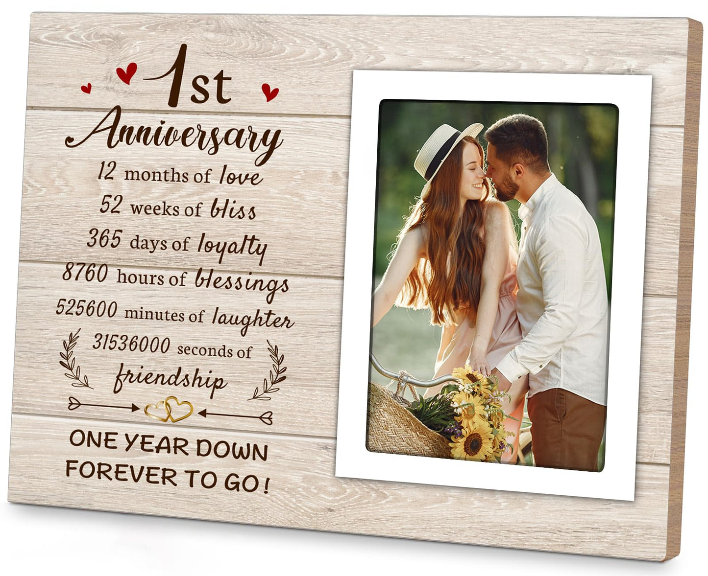 Pandasch 1st Anniversary Paper Gifts for Him Her - One Year Romantic Wedding Picture Frame Fit 4x6 Photos for Boyfriend Girlfriend, 1 Year Anniversary Valentines Gifts for Husband Wife Couple