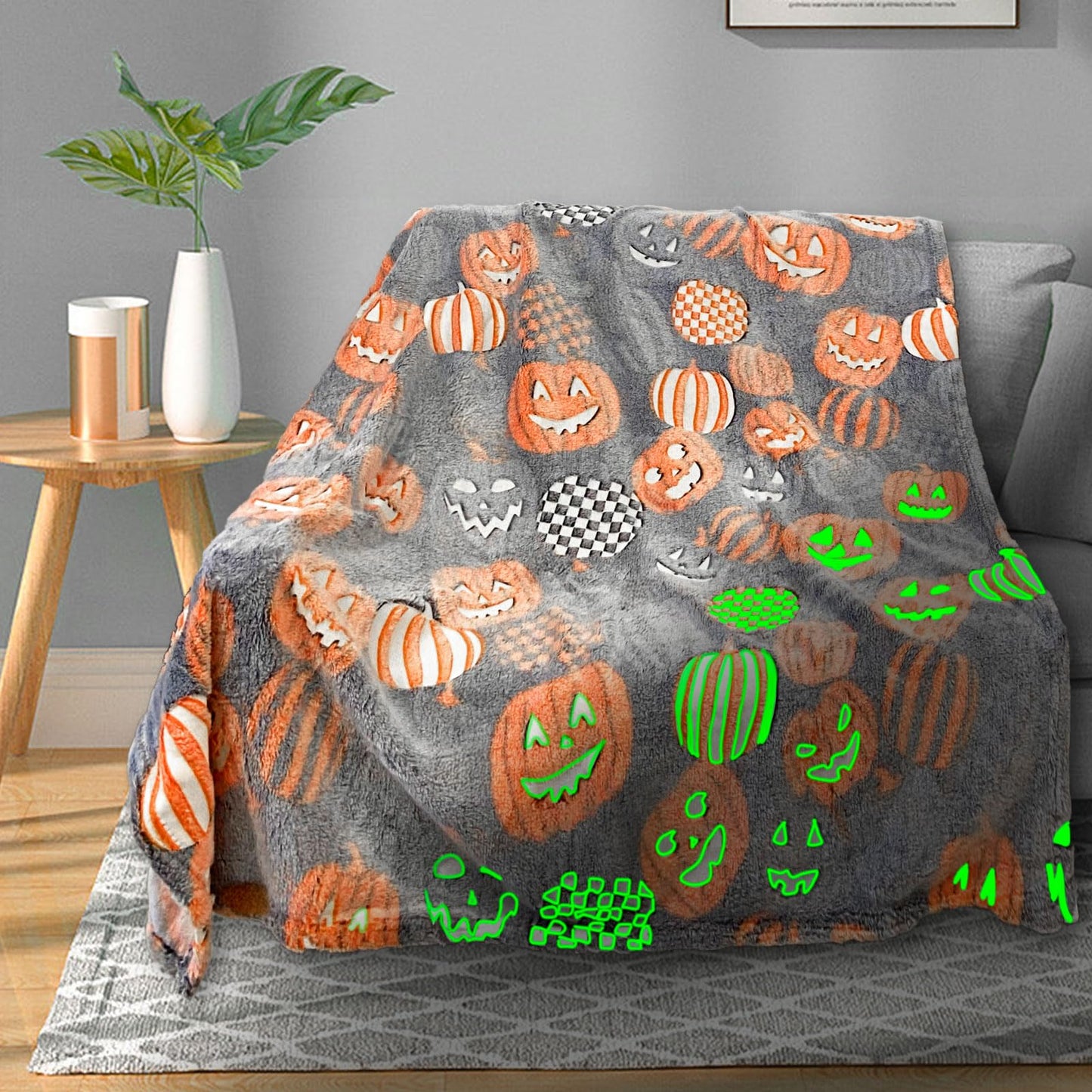 TEHALK Dinosaur Glow in The Dark Blanket for Boys, Kids, Toddler, 40"x60", Blue, Polyester, Flannel/100% Polyester, Modern Dinosaur Pattern, Machine Washable