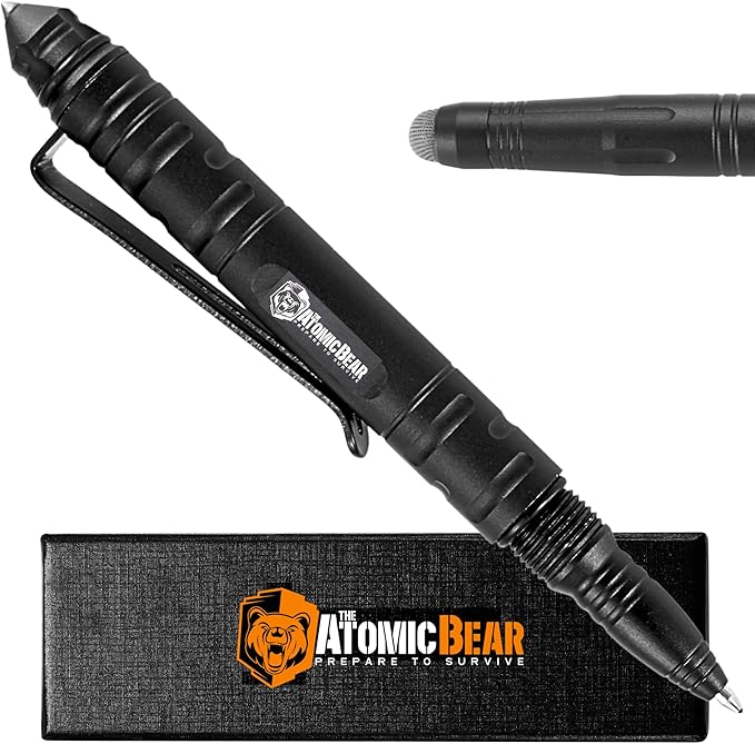 The Atomic Bear Defender Pen with Stylus - Tactical Pen for Self Defense – Emergency Window Breaker – Ballpoint EDC Pens f...