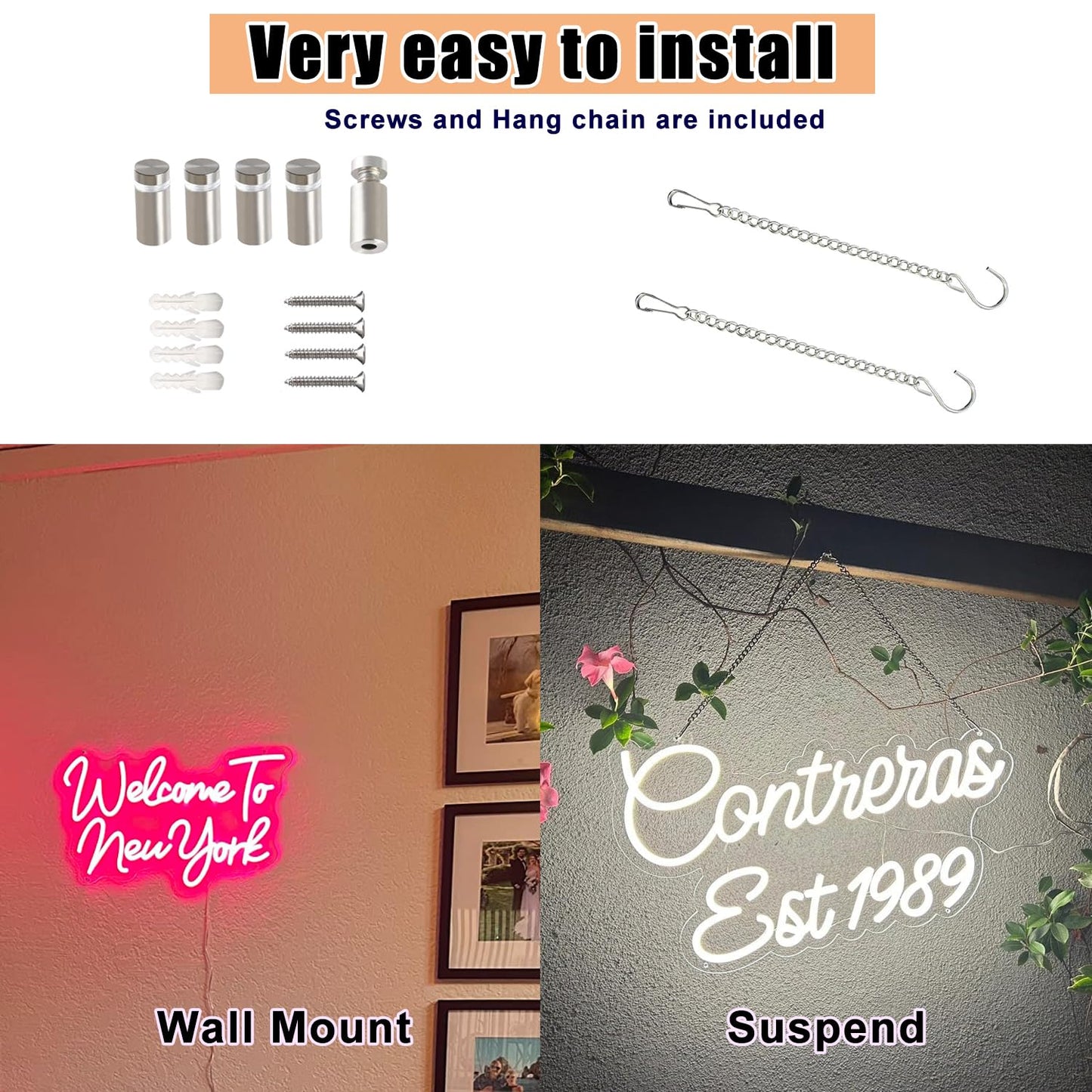 Custom Neon Sign - Plug/Battery Operated Personalized Neon Name Logo Lights for Kids Girls Room Bedroom, Hanging Lighted LED Sign Customizable for Wedding Party, Bar Office Business Wall Decor, Gift