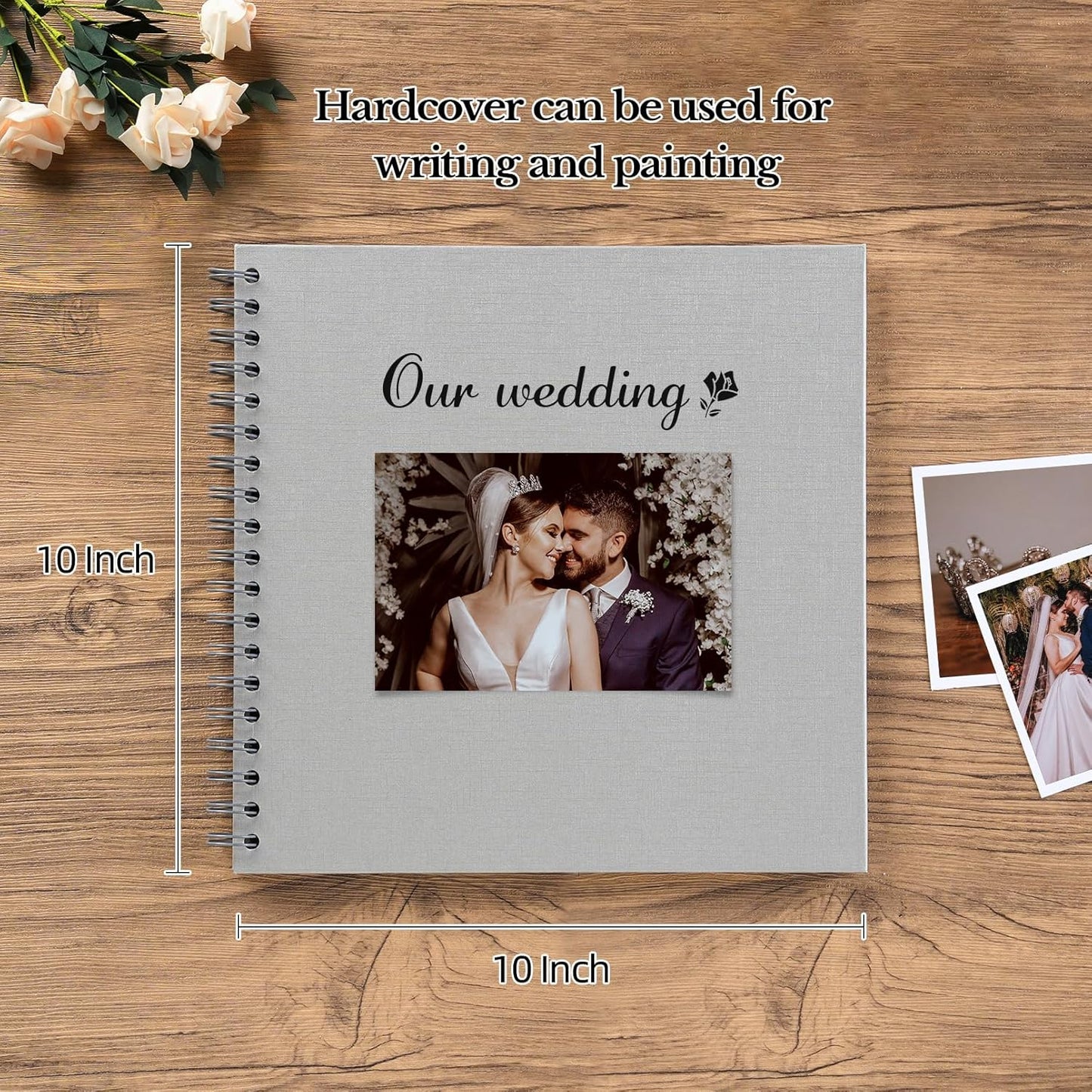 potricher 10 x 10 Inch DIY Scrapbook Album 40 Pages Hardcover Kraft Paper Scrap Book Photo Albums Memory Book for Wedding and Anniversary Family (Gray, 10 Inch)