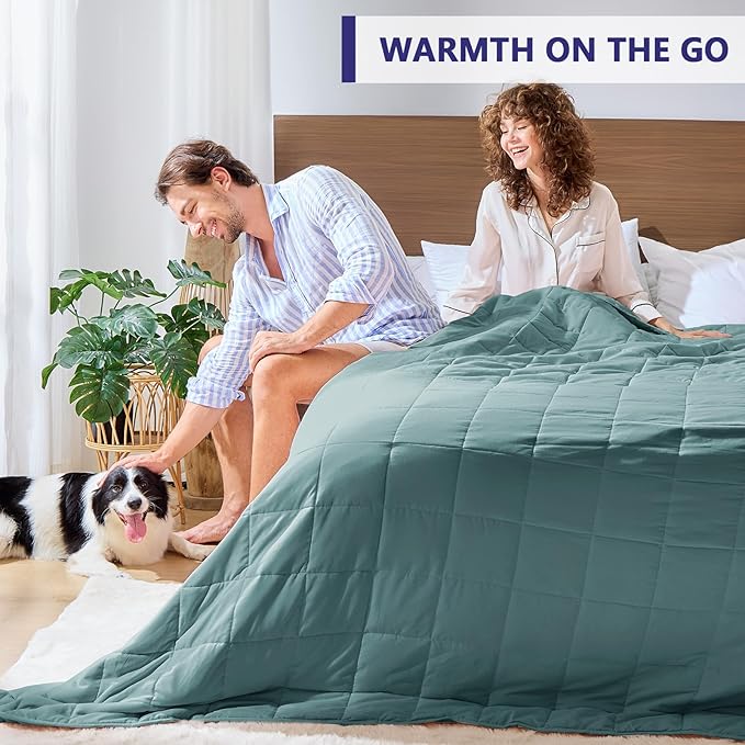 yescool Weighted Blanket for Adults (25 lbs, 88” x 104”, Teal) Cooling Heavy Blanket for Sleeping Perfect for 240-260 lbs, Queen Size Breathable Blanket with Premium Glass Bead, Machine Washable