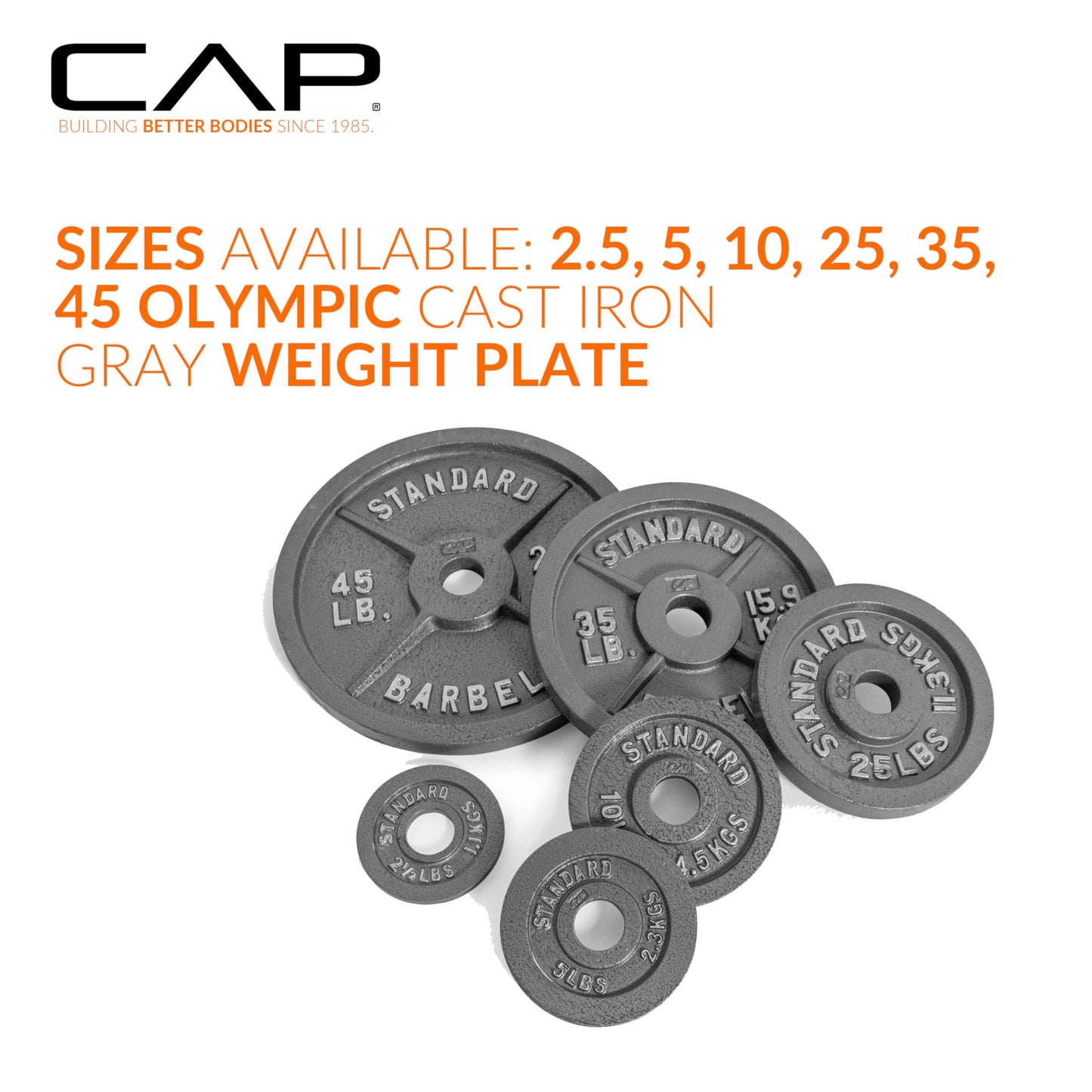 CAP Barbell Olympic 2-Inch Weight Plate, Gray