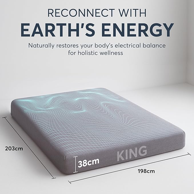 Emberix Grounding Sheets King Size, 12% Pure Silver Fiber Earthing Bed Sheet, 88% Cotton Naturally Soft & Cooling, Grounded Bed Sheets with Eye Masks & Ear Plugs for Rest & Wellness (Gray)