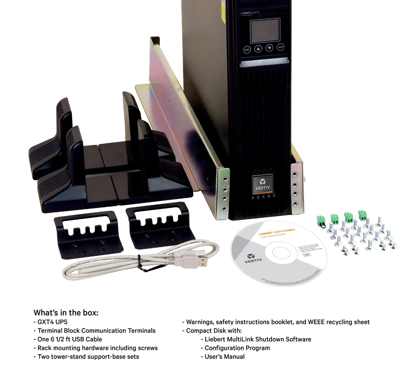 Liebert Gxt4 Ups 1000Va 900W 120V, Online Double Conversion Rack Mount/Tower Ups, Uninterruptible Power Supply, Sine Wave, Avr,