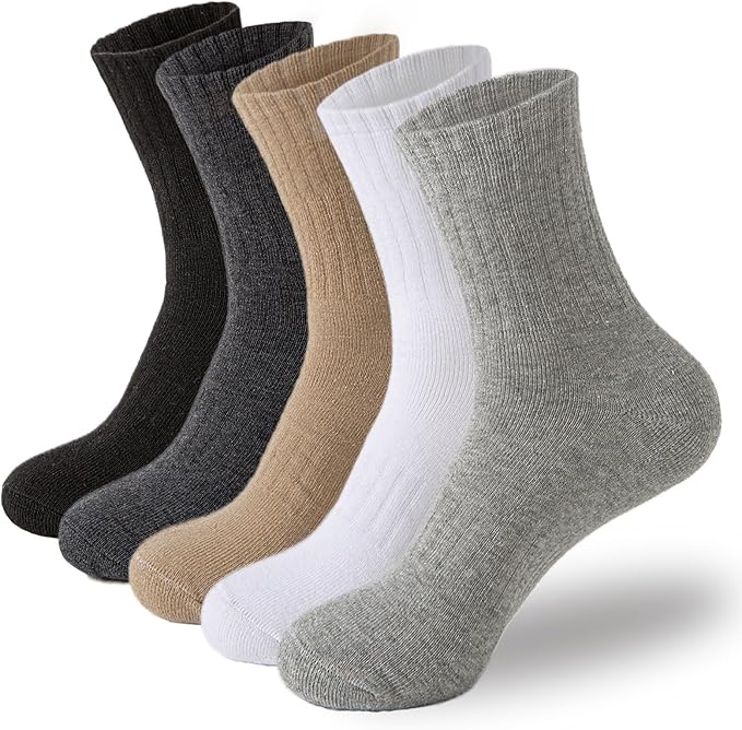 MOSOTECH 5 Pairs Wool Hiking Socks for Women Warm Winter Thermal Thick Cushioned Cozy Boot Work Soft Ladies Socks, Size 5-10