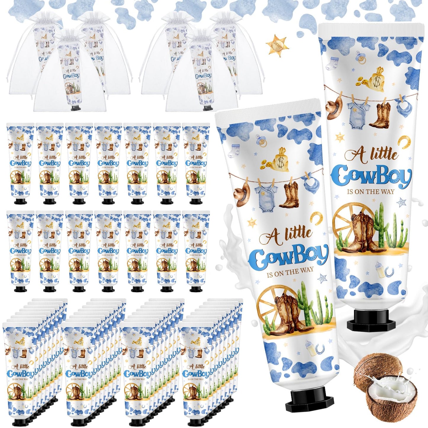 Swiffen 48 Sets Baby Shower Hand Cream Bulk Cowboy Baby Shower Favors Bridal Thank You Hand Cream for Guests Travel Size Lotion