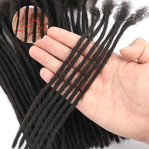 Luckroce Loc Extension Human Hair 6 Inch 70 Strands Human Hair Loc Extensions Permanent Dreadlock Extensions for Women Men (Width 0.4cm #1B)