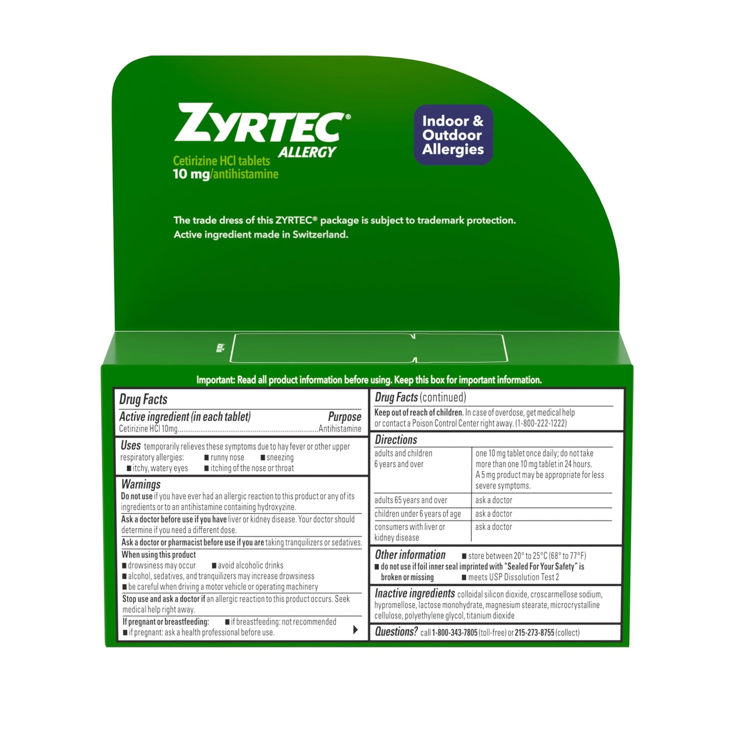 Zyrtec 24 Hour Allergy Relief Tablets, Fast-Acting Allergy Medicine for Indoor & Outdoor Allergies, Cetirizine 10 mg Tablet Antihistamine, 30 ct Bottle & 3 Single-Dose Travel Packs Bundle Pack