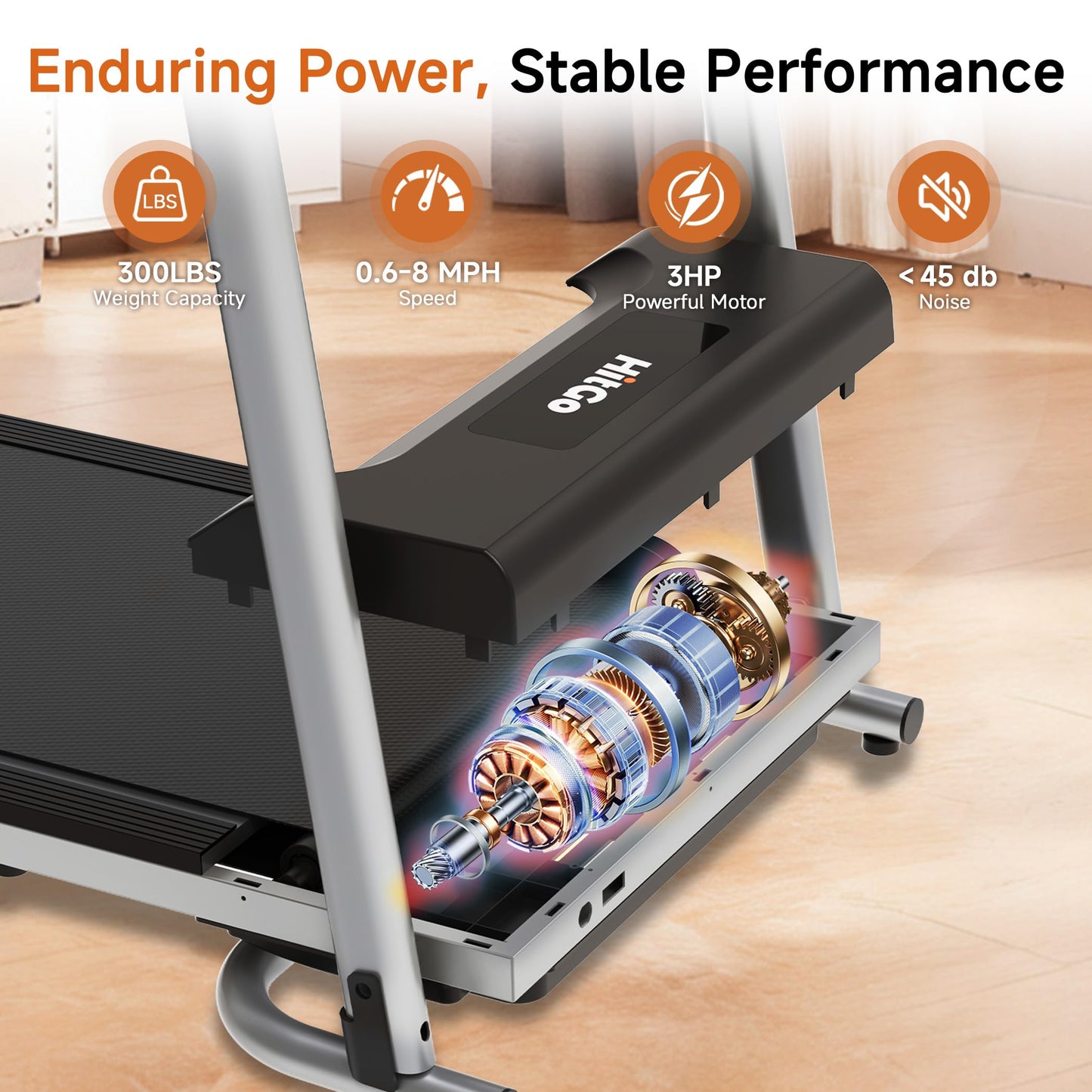 HitGo 2-in-1 Folding Treadmill with Height Adjustable Desk, 8.0 MPH Running Machine, Standalone Workstation Treadmill, Pneumatic Vertical Folding, FitShow/Kinomap, 265lbs Capacity,Black