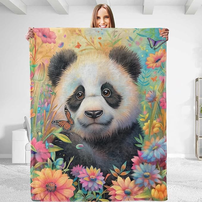 dhakalrlde Funny Panda Throw Blanket - Ultra Soft, Plush, Lightweight, Warm, Fuzzy Anti-Pilling Flannel Blanket for Couch,...