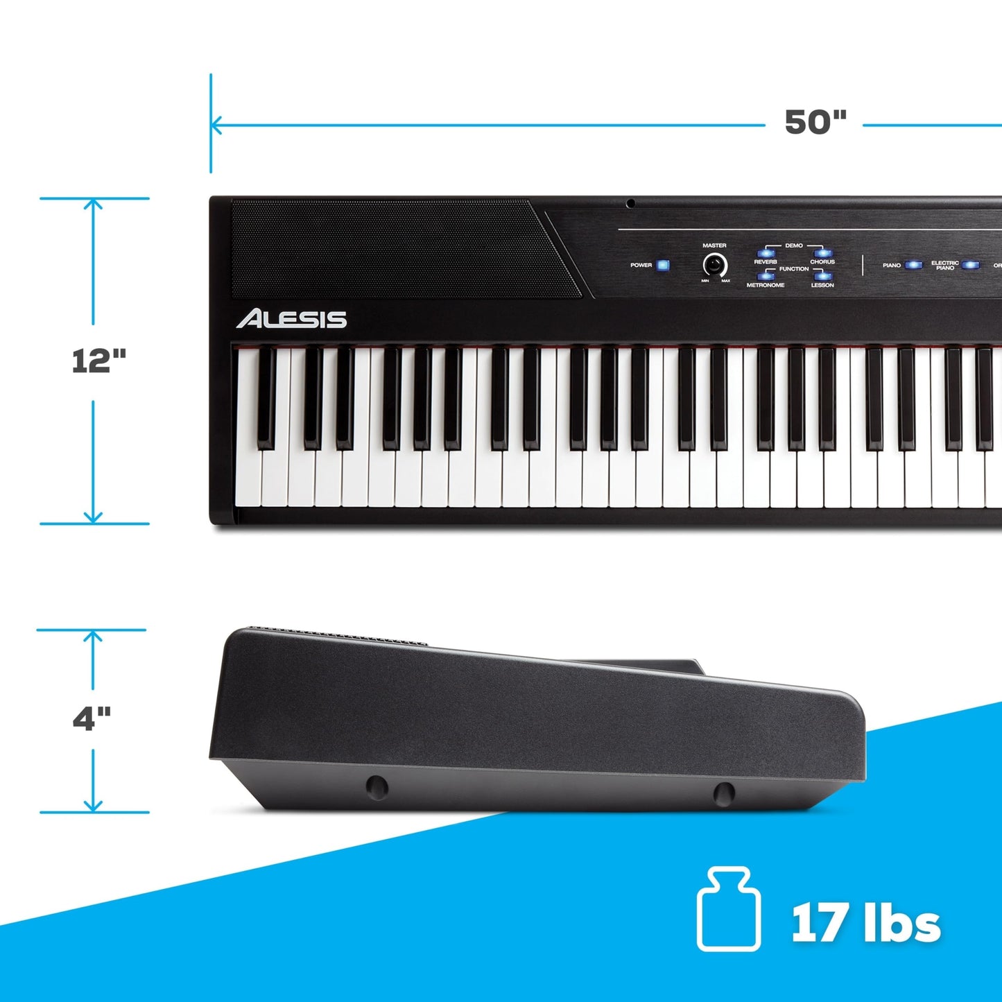 Alesis Recital - 88 Key Digital Piano Keyboard with Semi-Weighted Keys, 2x20W Speakers, 5 Voices, Split, Layer and Lesson Mode, FX and Piano Lessons