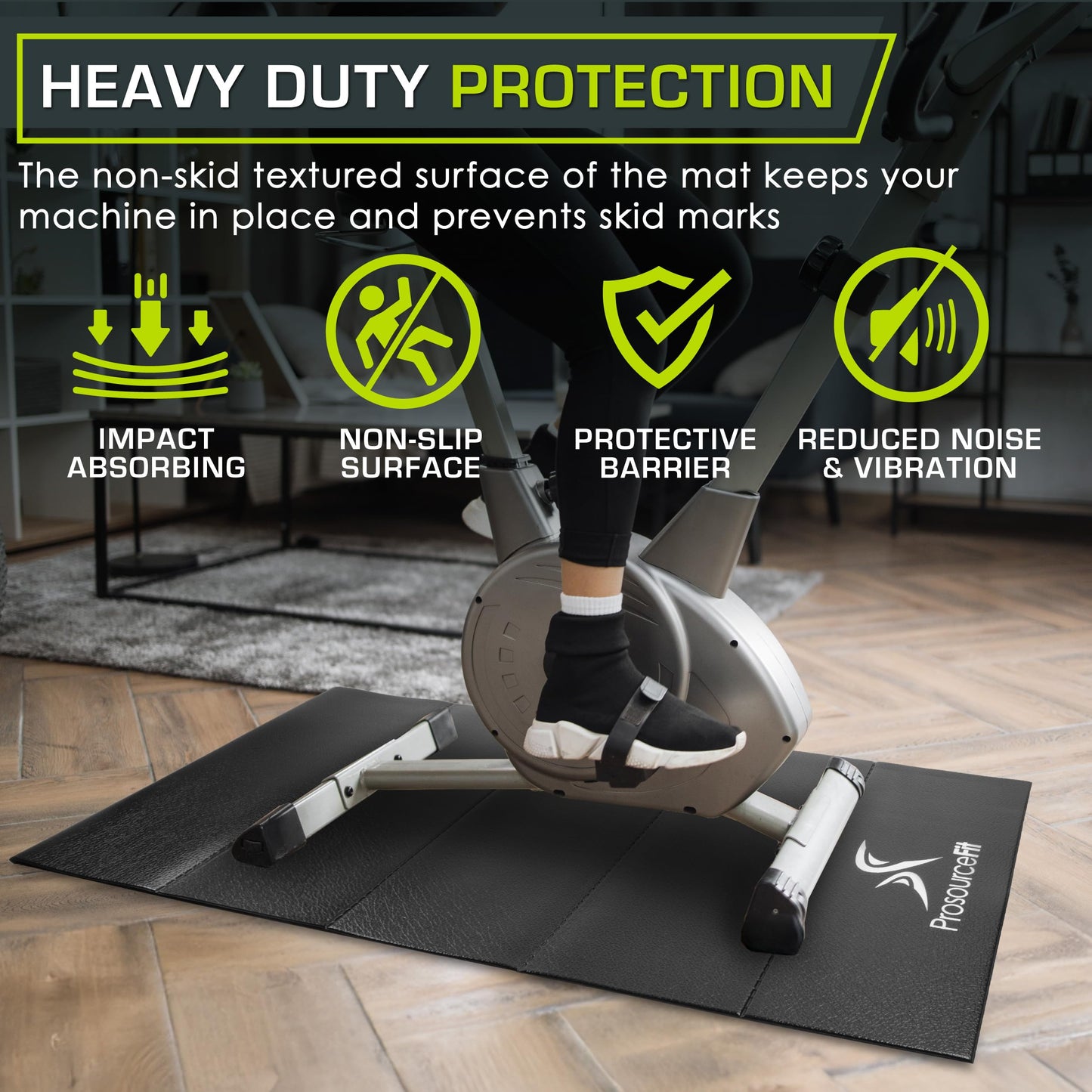 ProsourceFit Treadmill & Exercise Equipment Mats, Folding (7’L x 3’W x ¼”T) High Density PVC Floor Protector