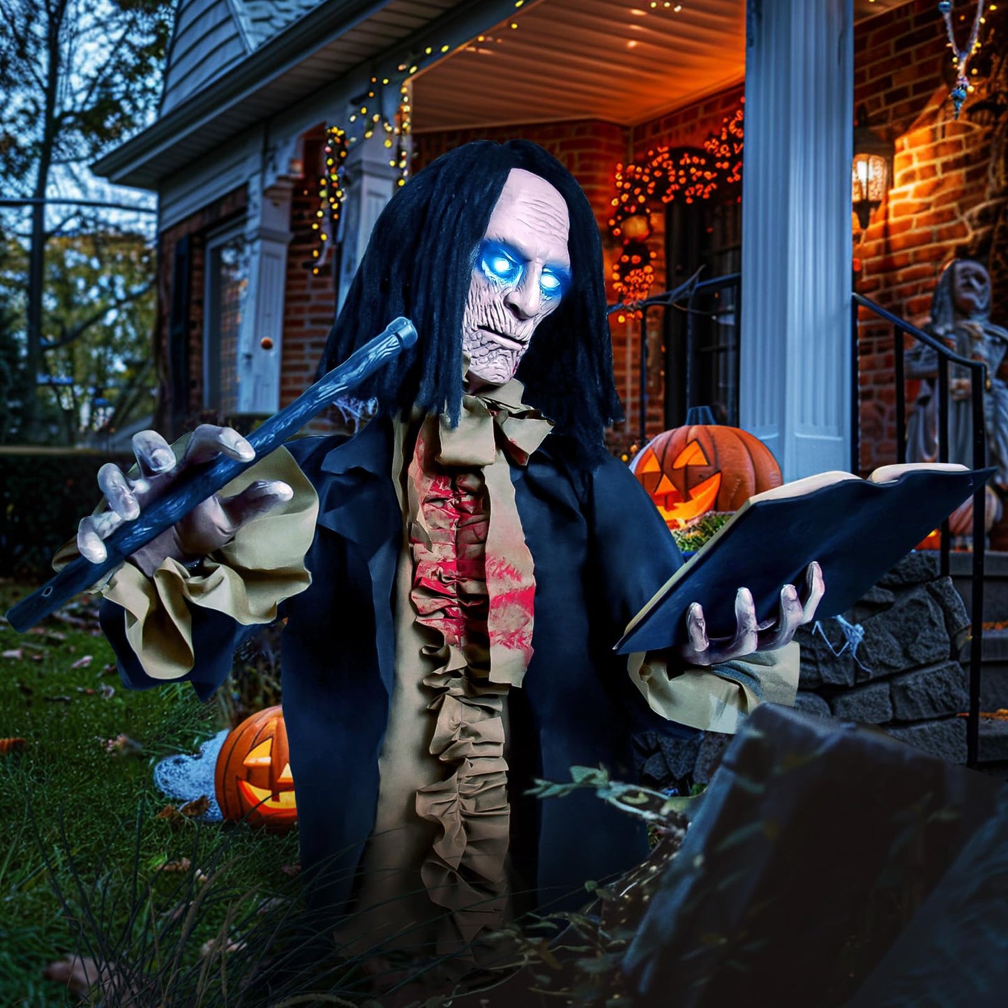Halloween Animatronics Zombie - Halloween Yard Scary Groundbreaker Decorations Outdoor 2.5FT with Creepy Sounds and Light Up Eyes,Touch Sound Activation Outside Lawn Yard Haunted Prop