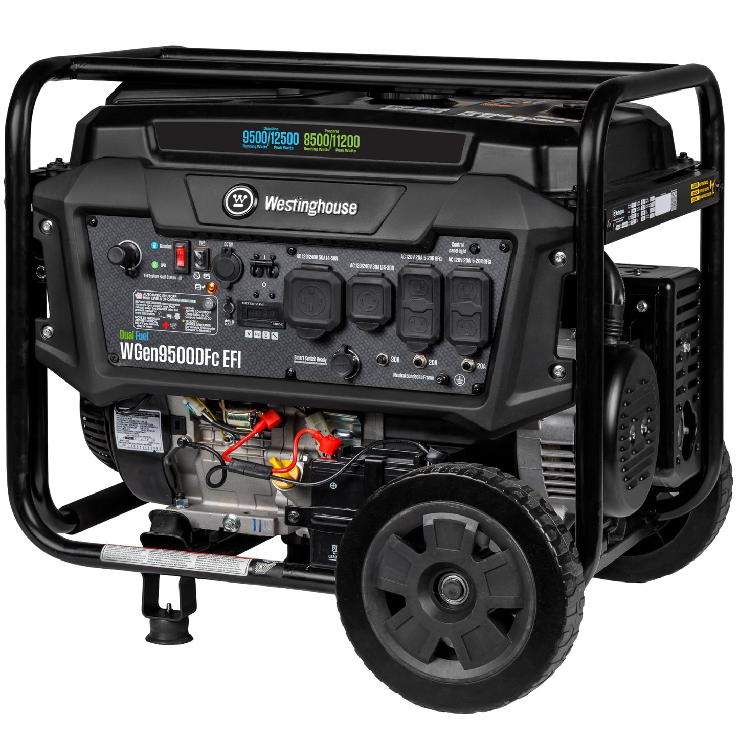 Westinghouse 12500 Peak Watt EFI Dual Fuel Home Backup Portable Generator, Remote Electric Start, Transfer Switch Ready, Gas and Propane Powered, CO Sensor, CARB Compliant