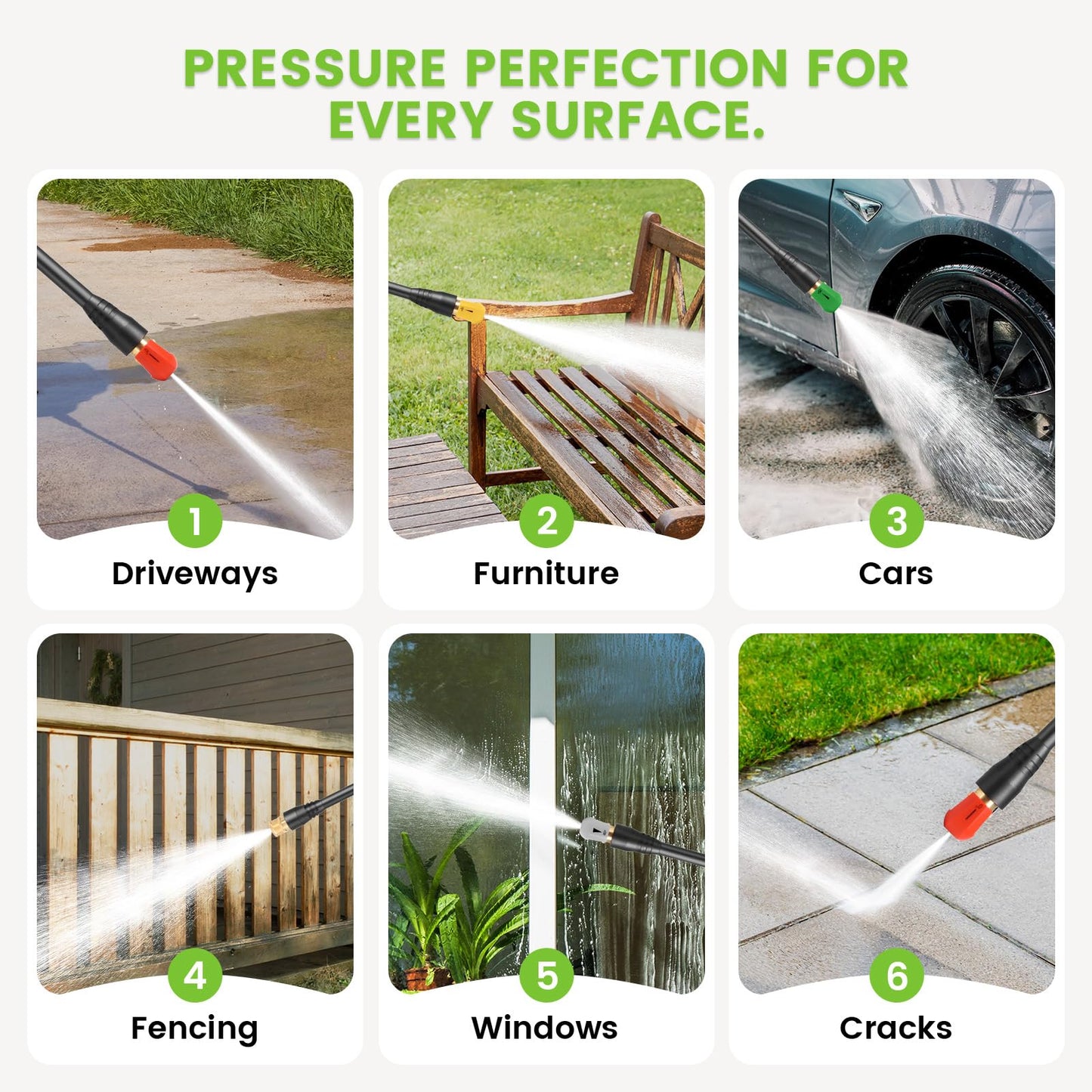 Electric Pressure Washer Adjustable 5000PSI 4.0 GPM High Power Washers with 33ft Hose Reel, 4 Nozzle and Foam Cannon, Power Washers Machine for Home, Cars, Patio (Green)