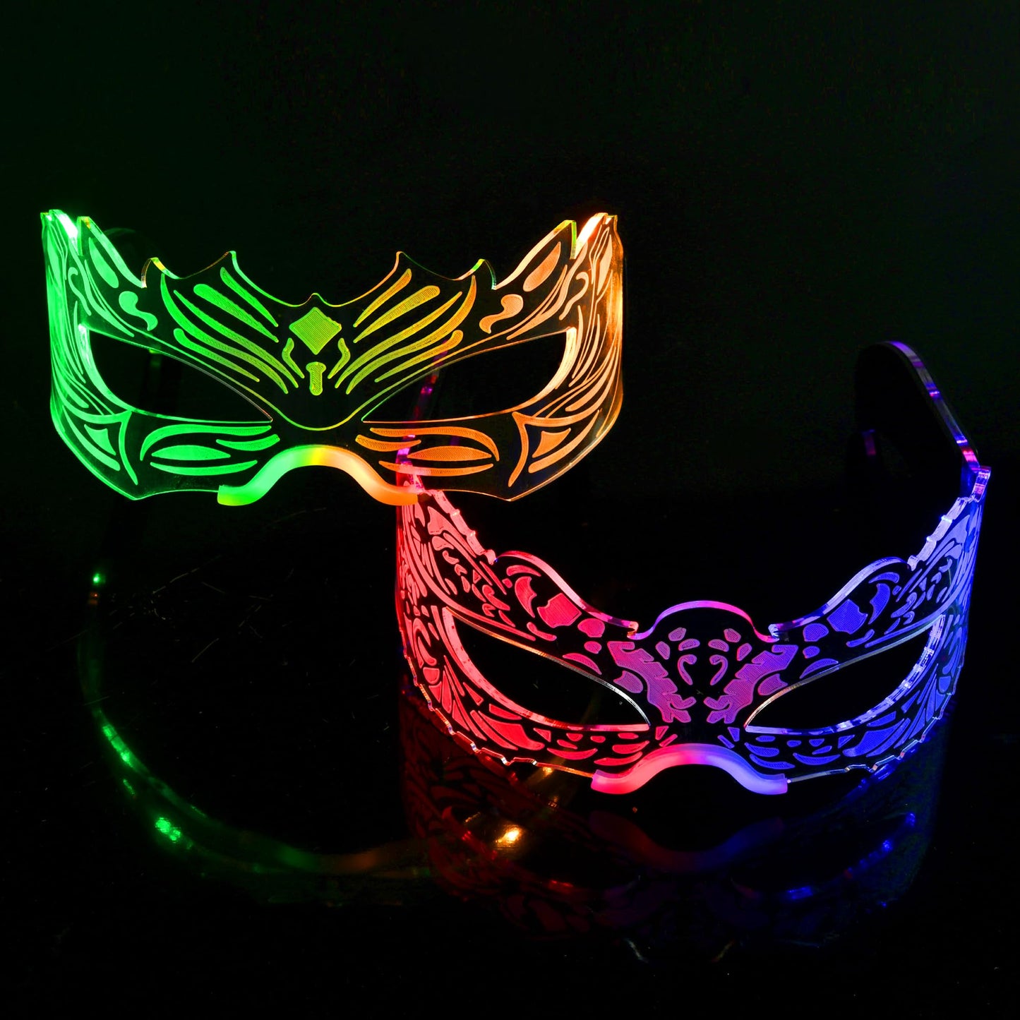 Oybete 2 Pairs Light Up Glasses For Party LED Masquerade Mask Cosplay Costume Neon Sunglasses Festival Accessories,Gifts (Cool Glasses)