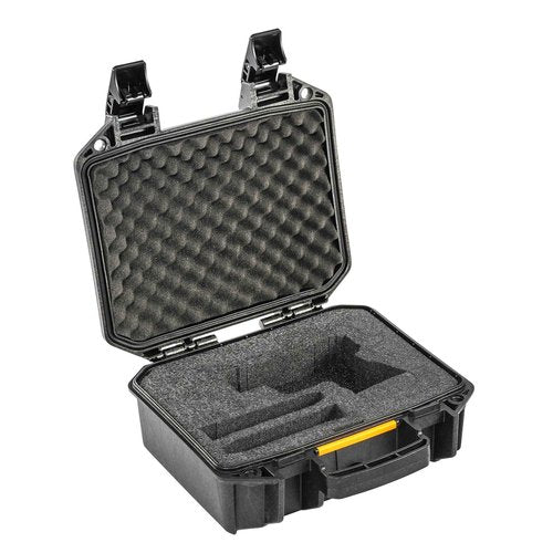 Pelican Vault v100 Pistol Case - Single Pistol Case with Pre-Cut Customizable Foam for Full Size, Compact, or Sub-Compact Guns (Black)