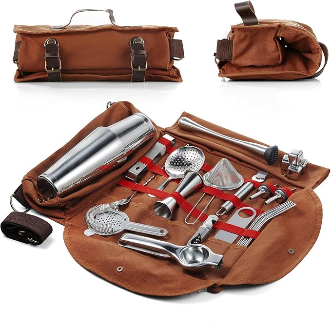 Hyoank Bartender Kit Gift for New Bartender | Professional 25-Piece mixology Bartender kit with Portable Travel Kit Bag | ...