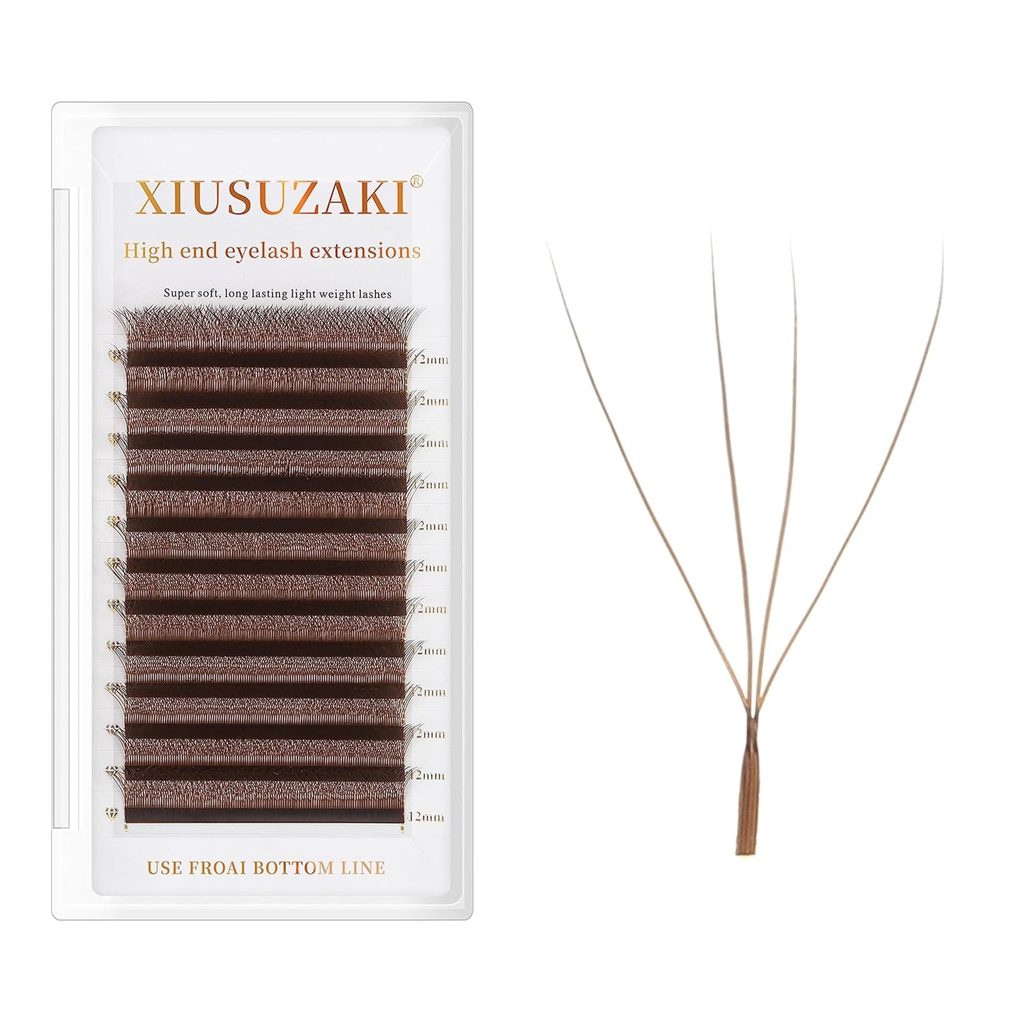 Lash Extensions Brown 4D W Eyelash Extensions W Shape 0.07mm Thickness D Curl 9mm Premade Fans Lashes Colored Lash Extension Volume Lashes Individual Lashes(W-Brown-4D-0.07-D,9mm)