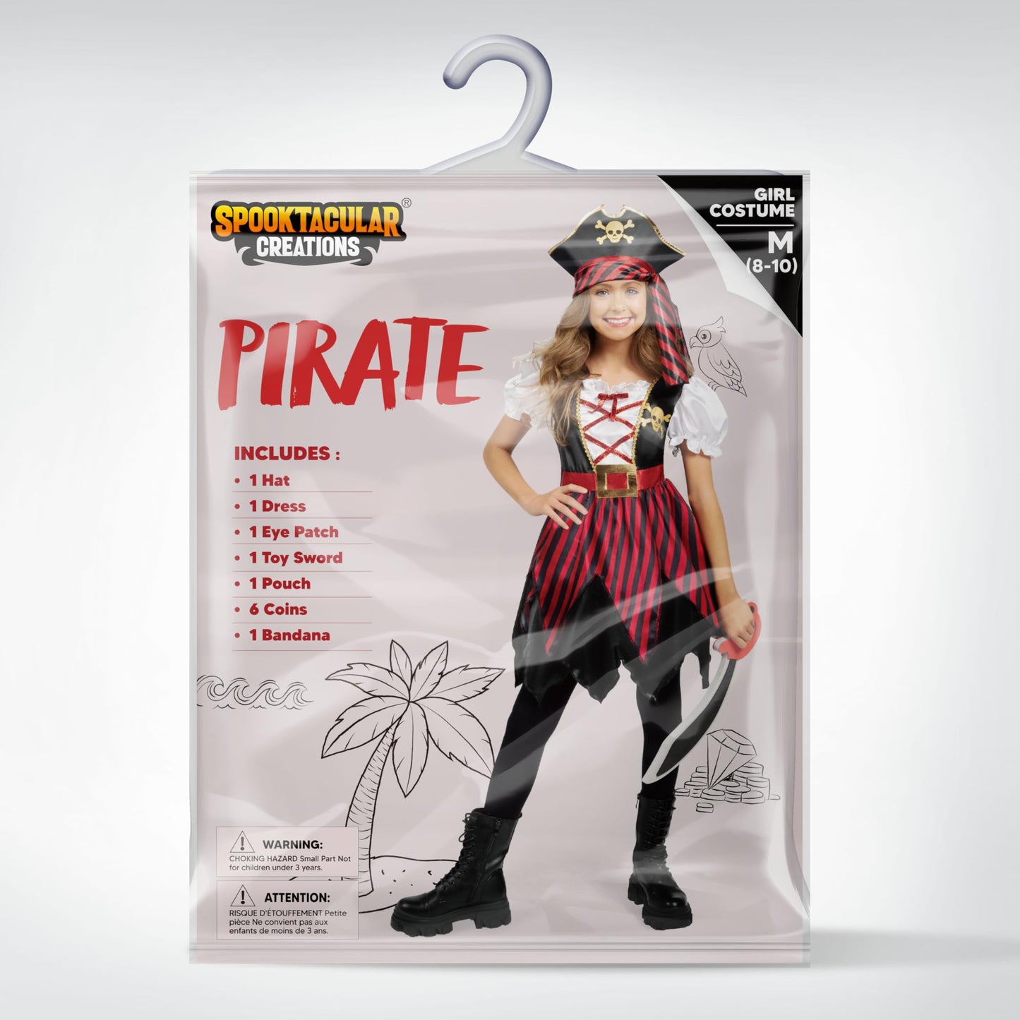 Spooktacular Creations Halloween Kids Pirate Costume, Black Pirate Dress for Girls, Buccaneer Princess Outfit for Girls Halloween Dress Up, RolePlay Themed Party (Small, 5-7 yrs)
