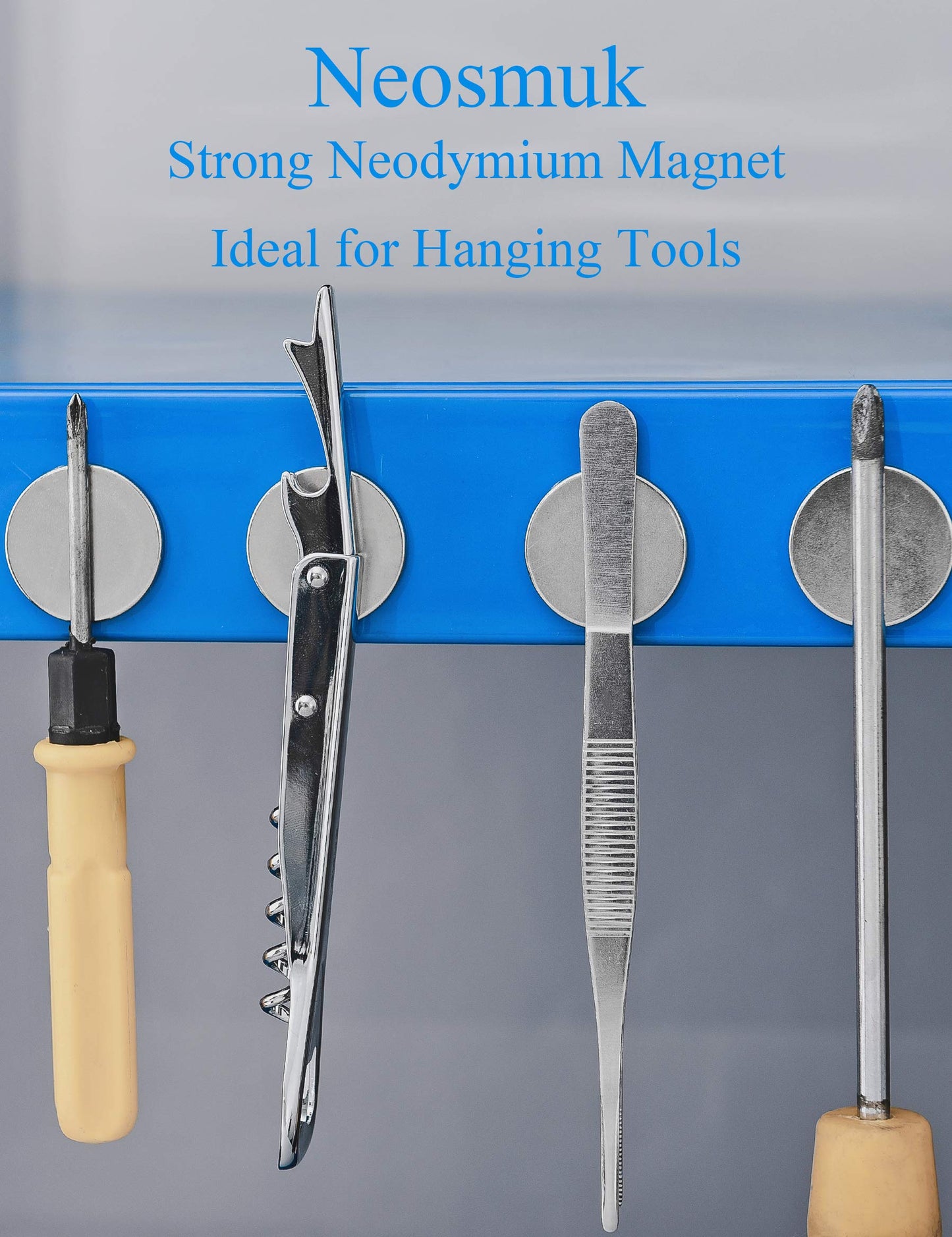 Neosmuk Rare Earth Magnets, Super Strong Magnet Heavy Duty for Craft, Neodymium Magnets with Adhesive Backing for Board, Thin Powerful Large and Industrial Magnets Stick for Cabinet, Refrigerator