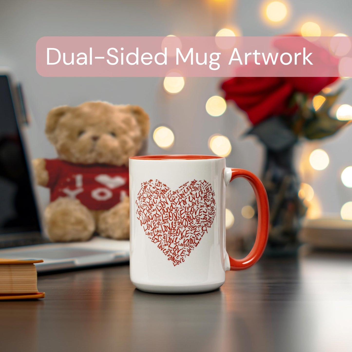 Ultimate Love Box 4 Piece Gift Set - 15oz Ceramic Mug, Soft Teddy Bear, Led Red Rose, Love Card - Romance Girlfriend Boyfriend Wife Husband Mom Dad Anniversary Birthday Valentines Christmas Gift