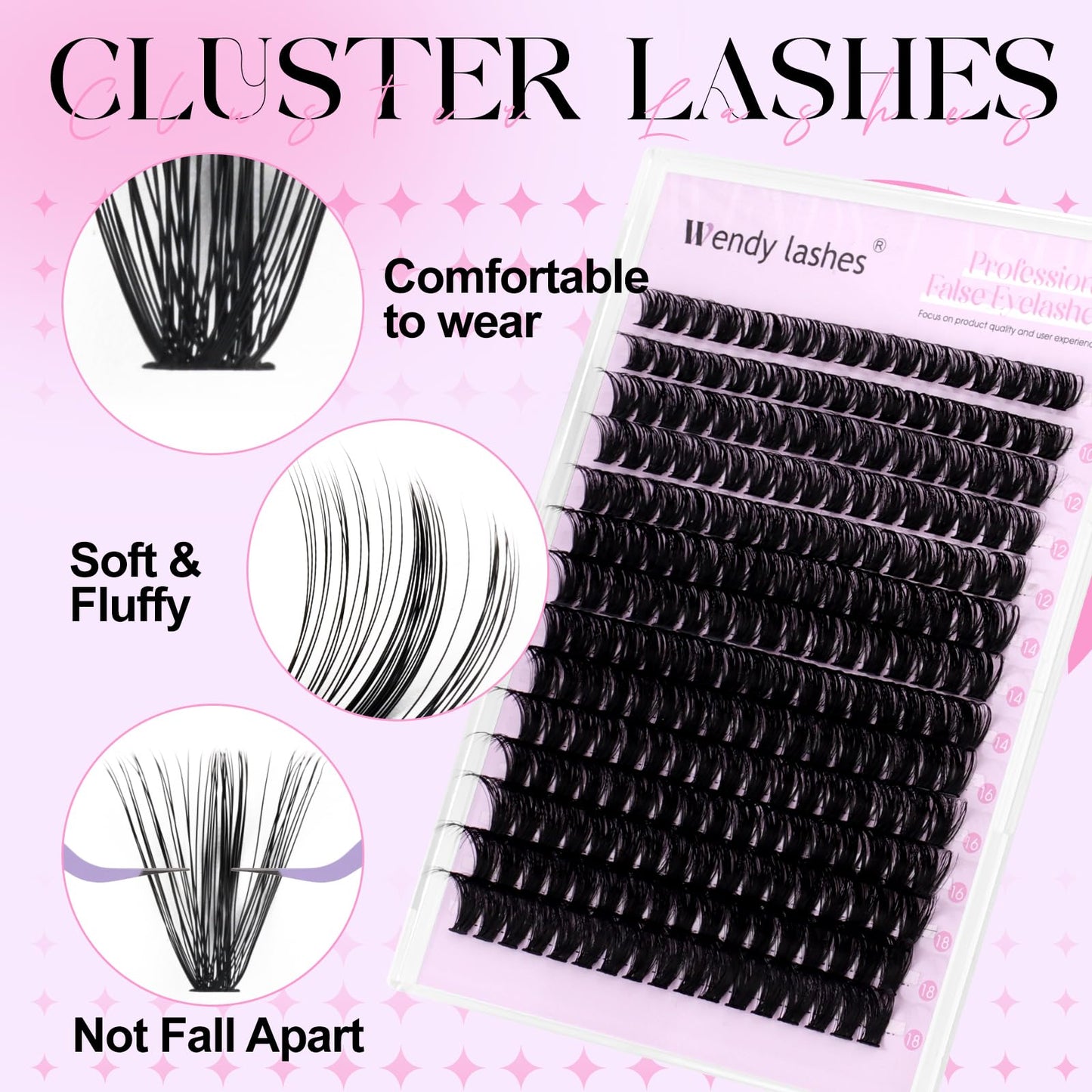 DIY Lash Extension Kit 80D Wispy Lashes 280PCS D Curl 10-18mm Individual Cluster Lashes Kit Includes Lash Bond and Seal,lash Twe