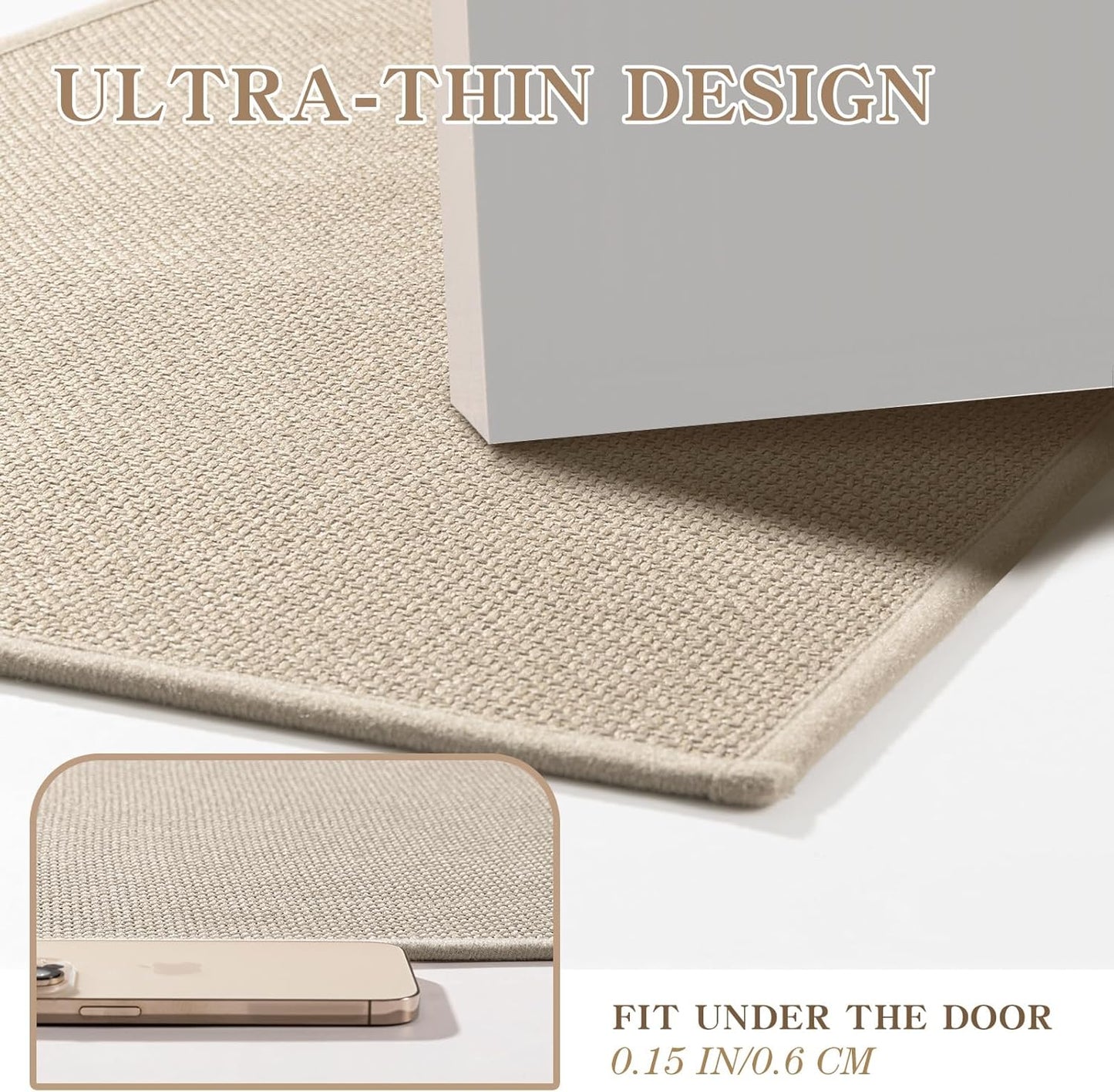 chakme Bathroom Rugs Mat 47x25, Ultra Thin Non Slip Bath Mat Large Quick Dry Absorbent Bath Mat for Bathroom Floor, (Light Beige, 47"x25")