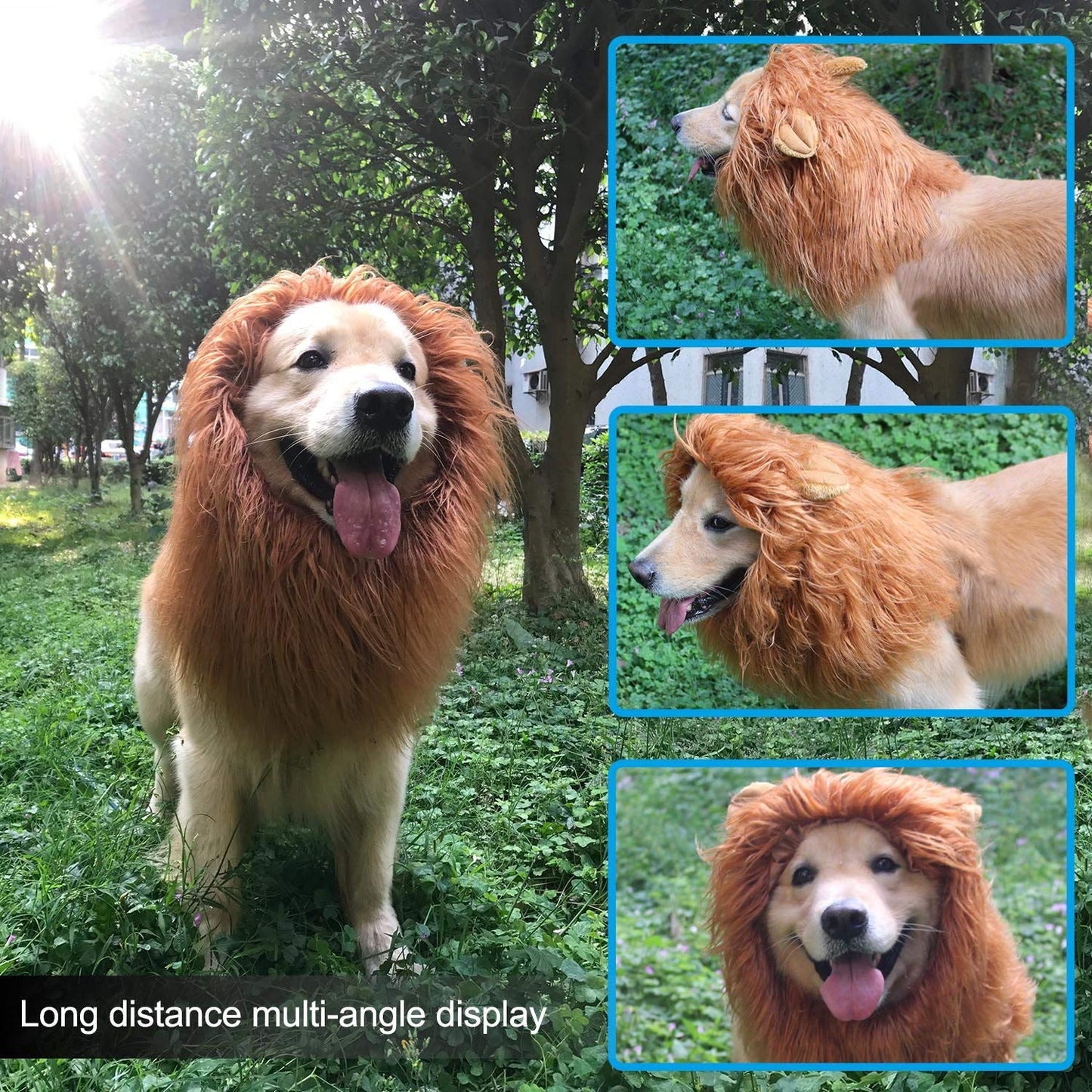 RWM Dog Lion Mane Costume - Pet Wig Clothes for Halloween Party - Lion Wig for Medium to Large Sized Dogs Lion Mane Funny Dogs