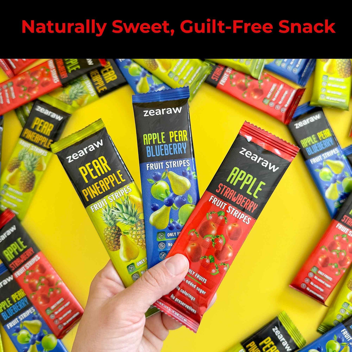 ZEARAW Healthy Fruit Snacks for Adults and Kids – 30 Organic Fruit Leather with Dried Pineapple, Blueberry, Strawberry-Raspberry – Vegan Low-Carb Variety Pack Strips for Kids – Sugar Free Bars