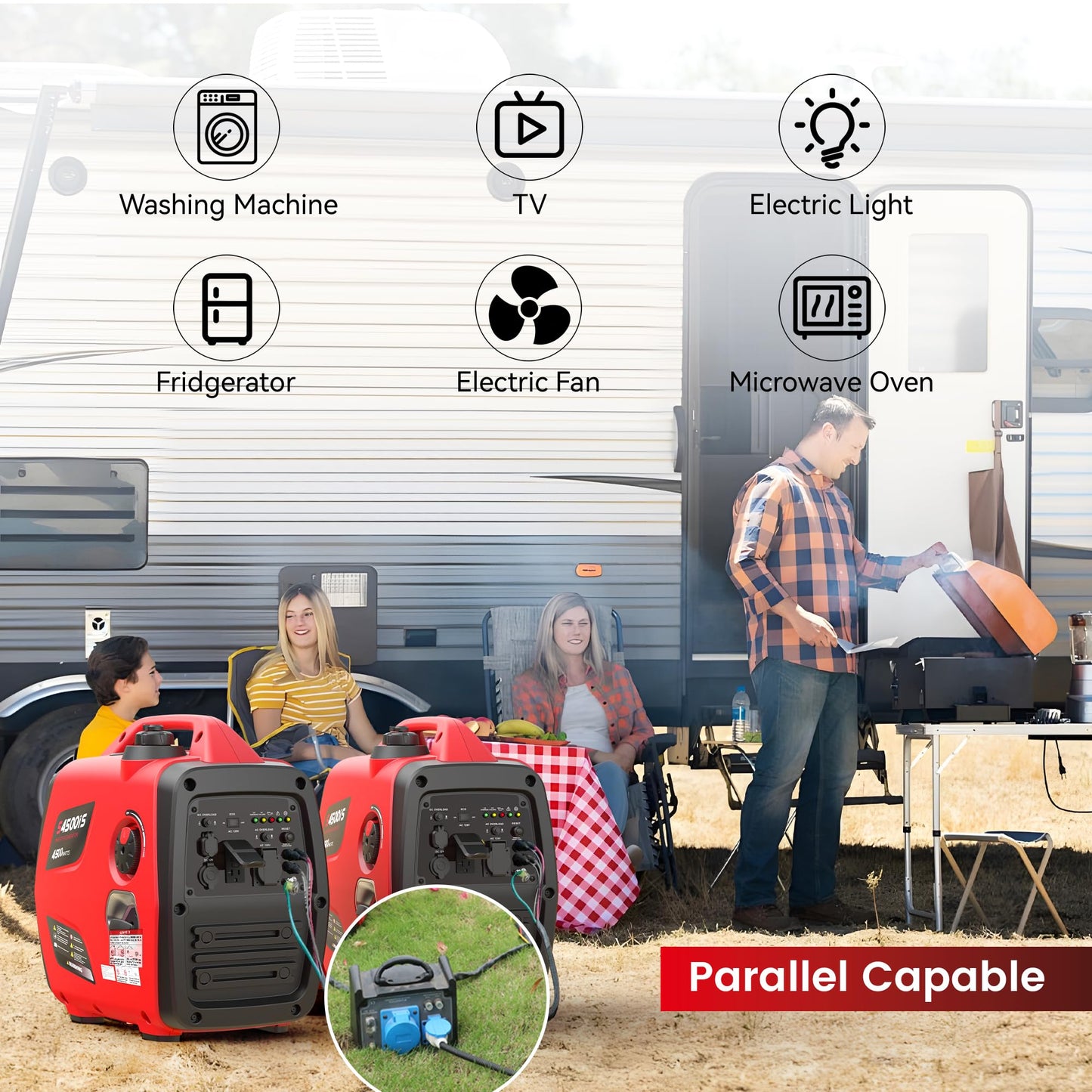 SIOKIUU 4500W Portable Generator Super Quiet Inverter Generator Ultra Lightweight for Home Backup Outdoor Camping, CO Sensor Protect, EPA, ECO Mode (4500W+CO Sensor)