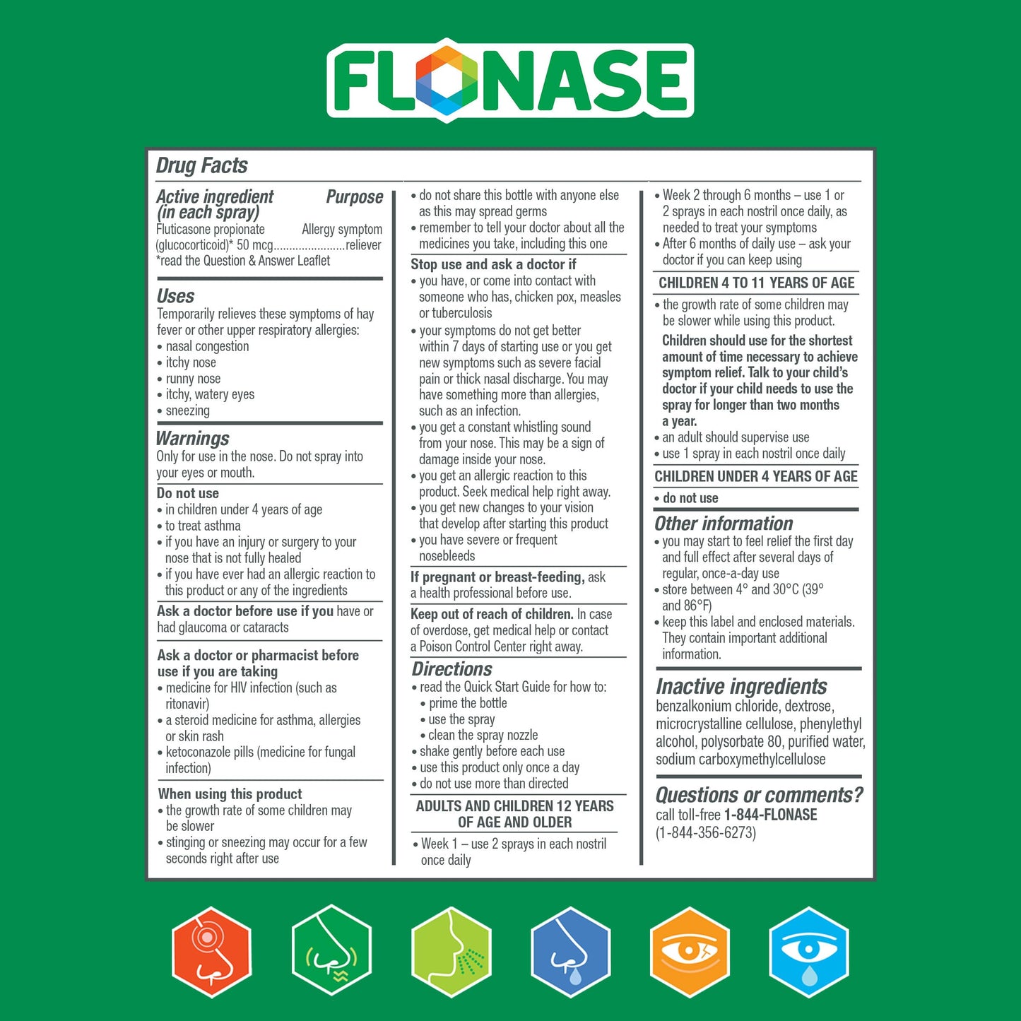 Flonase Allergy Relief Nasal Spray, 24 Hour Non Drowsy Allergy Medicine, Metered Nasal Spray - 144 Sprays (Pack of 2) - Fall and Seasonal Allergy Relief