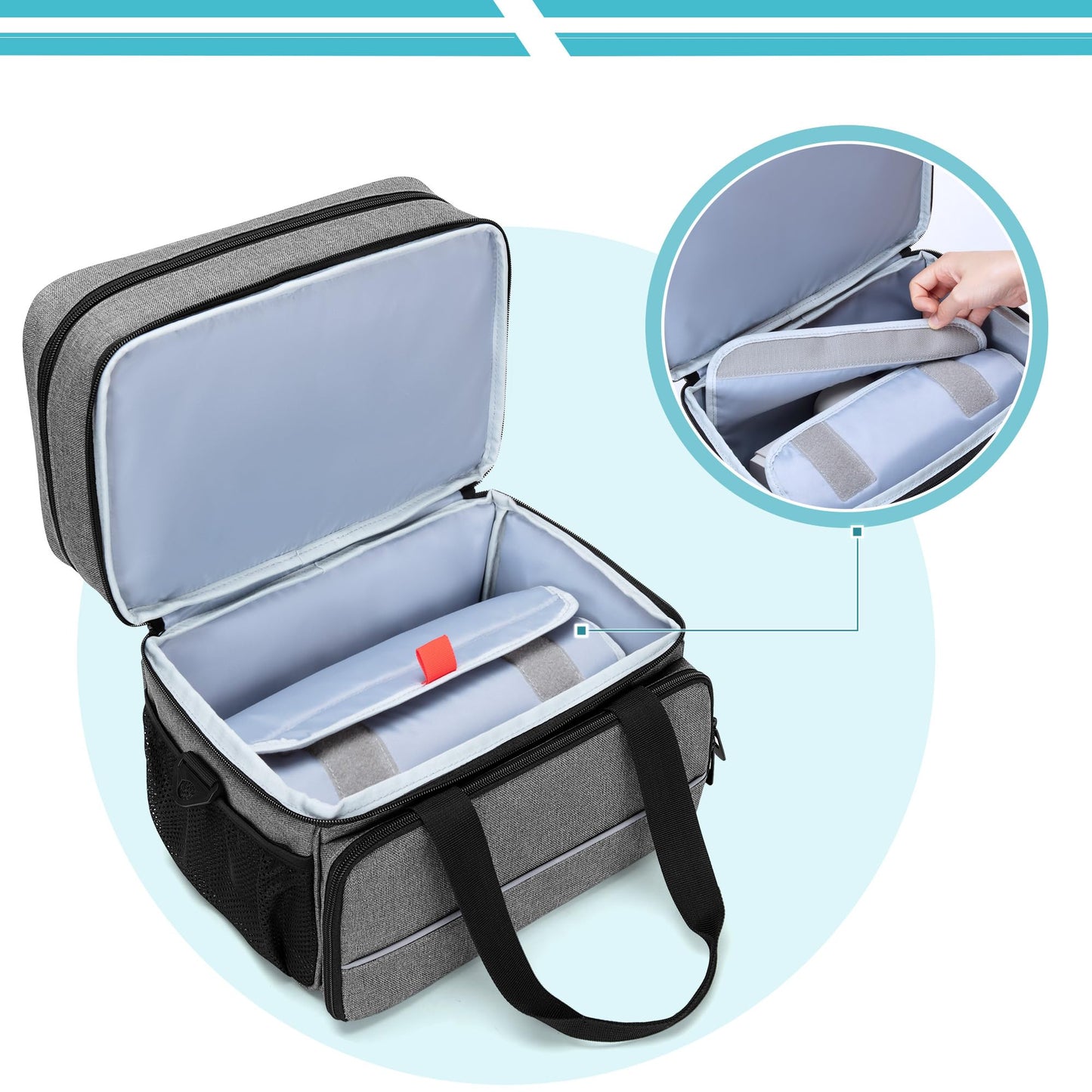 CURMIO CPAP Travel Bag Storage Case Compatible with ResMed AirSense 11, AirSense 10, AirSense 10 elite, AirStart 10, Philips Dreamstation, 3B Medical Luna G3, and XT Fit, Gray (Patented Design)
