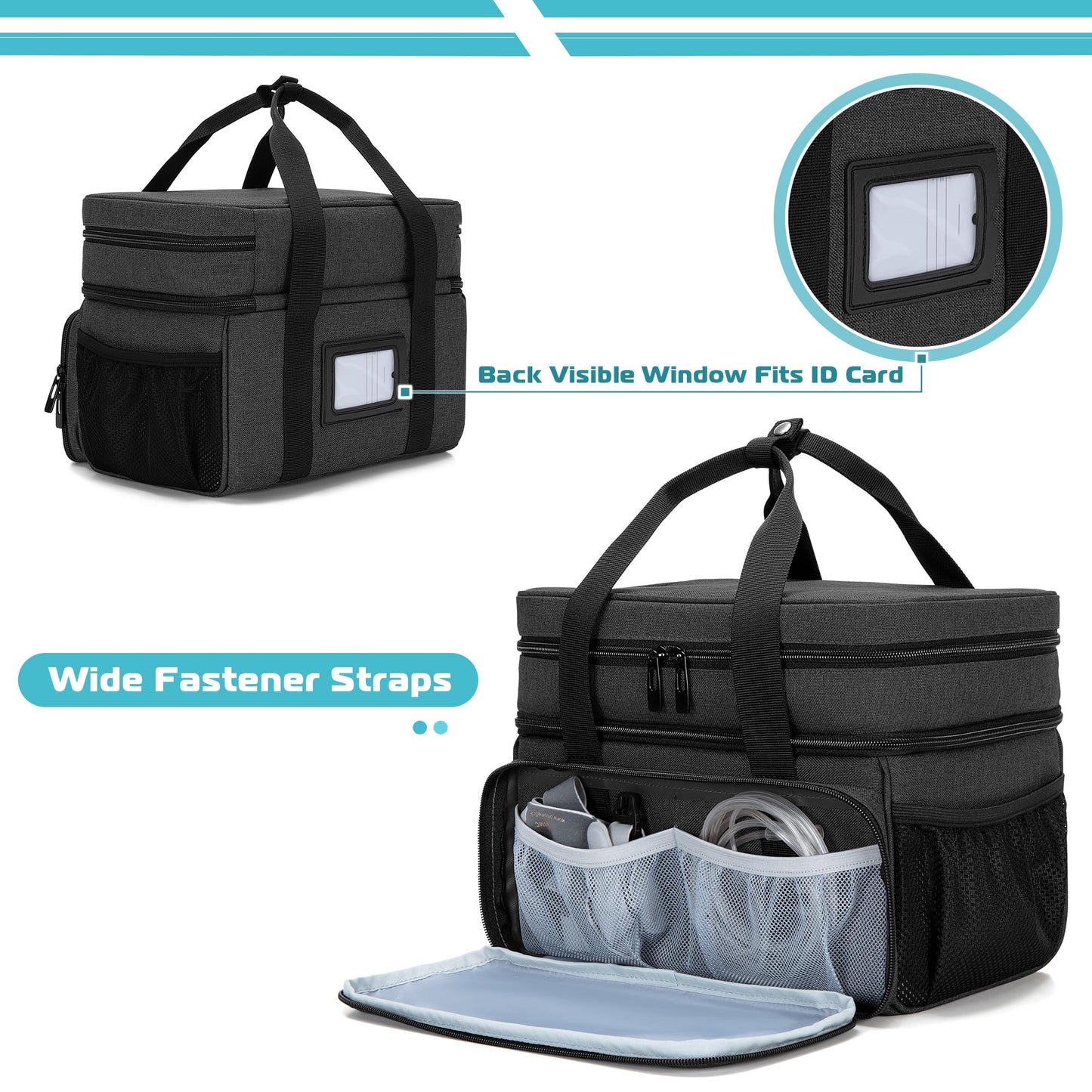 CURMIO CPAP Machine Travel Carrying Case Compatible with ResMed AirSense 11, AirSense 10, AirSense 10 elite, AirStart 10, Philips Dreamstation, 3B Medical Luna G3, and XT Fit, Black (Patented Design)